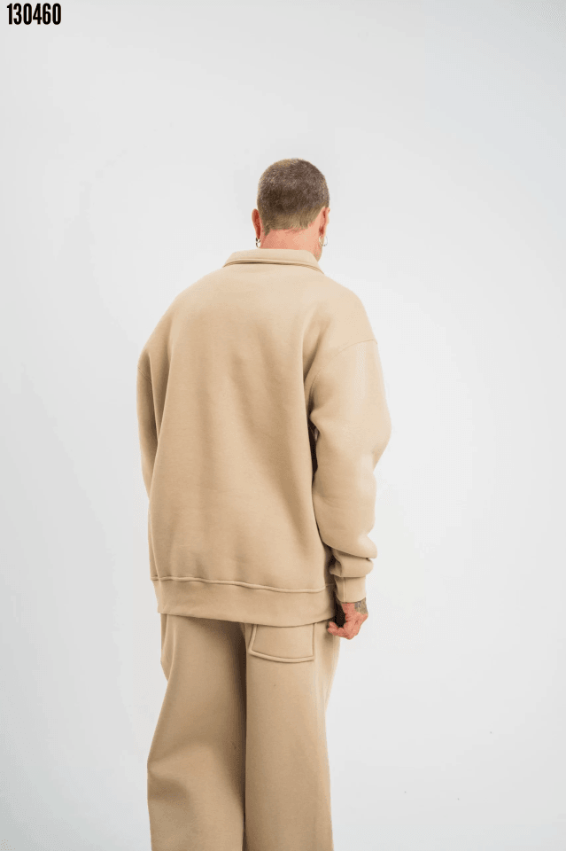 Unisex Double Oversize Patlı Yaka SweatShirt