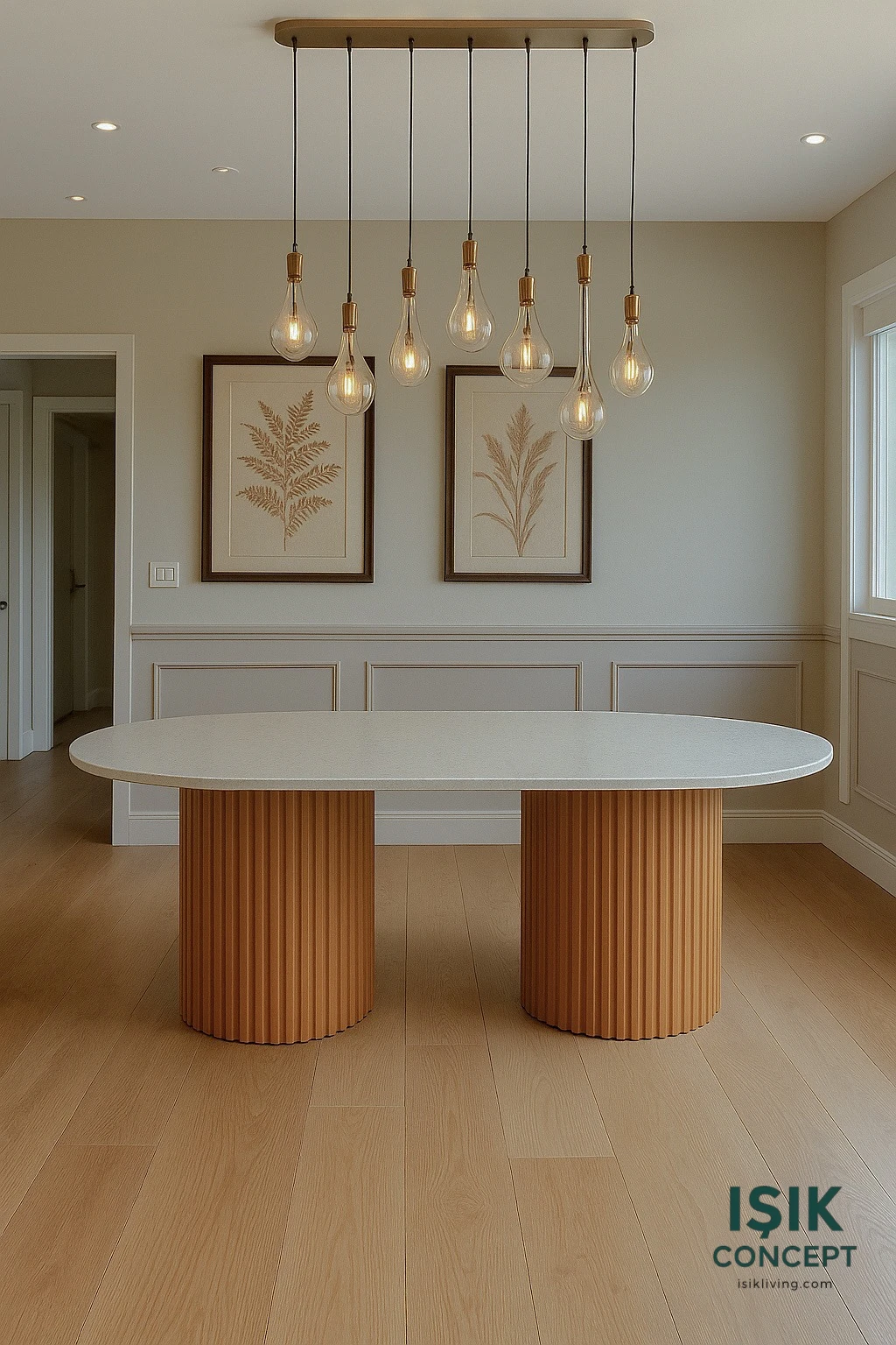 Işık Fitilli 2 Ayaklı Oval Masa