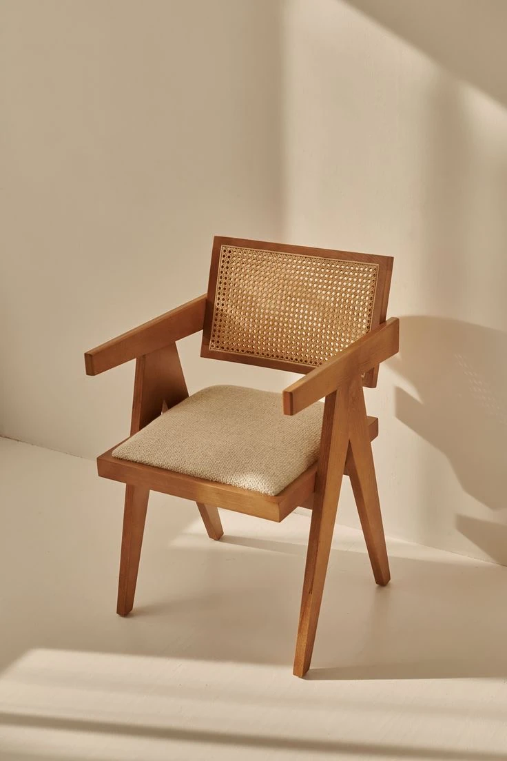 Kare Kollu Hasırlı Sandalye 