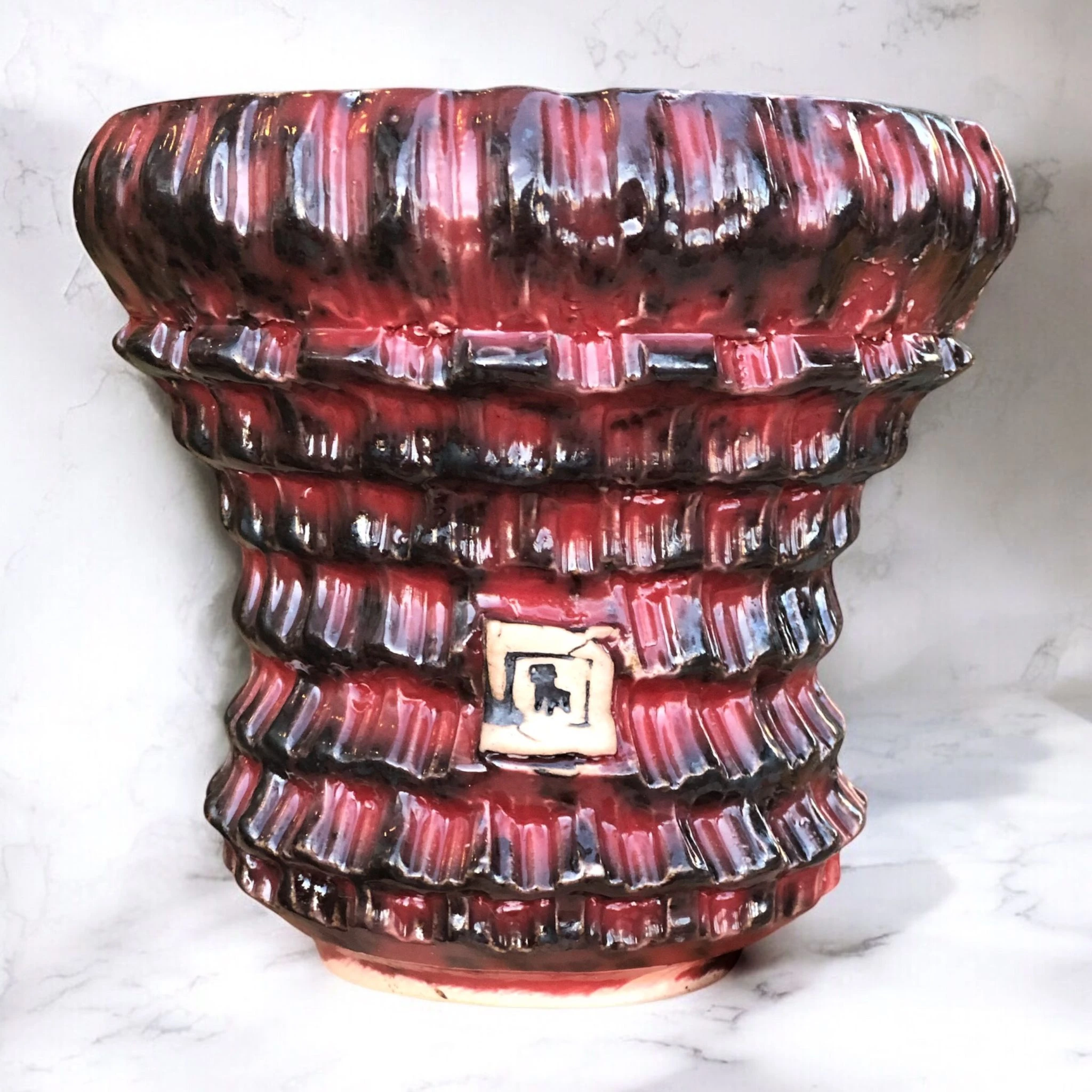 Red Japanese Style Saksı D:12 H:12