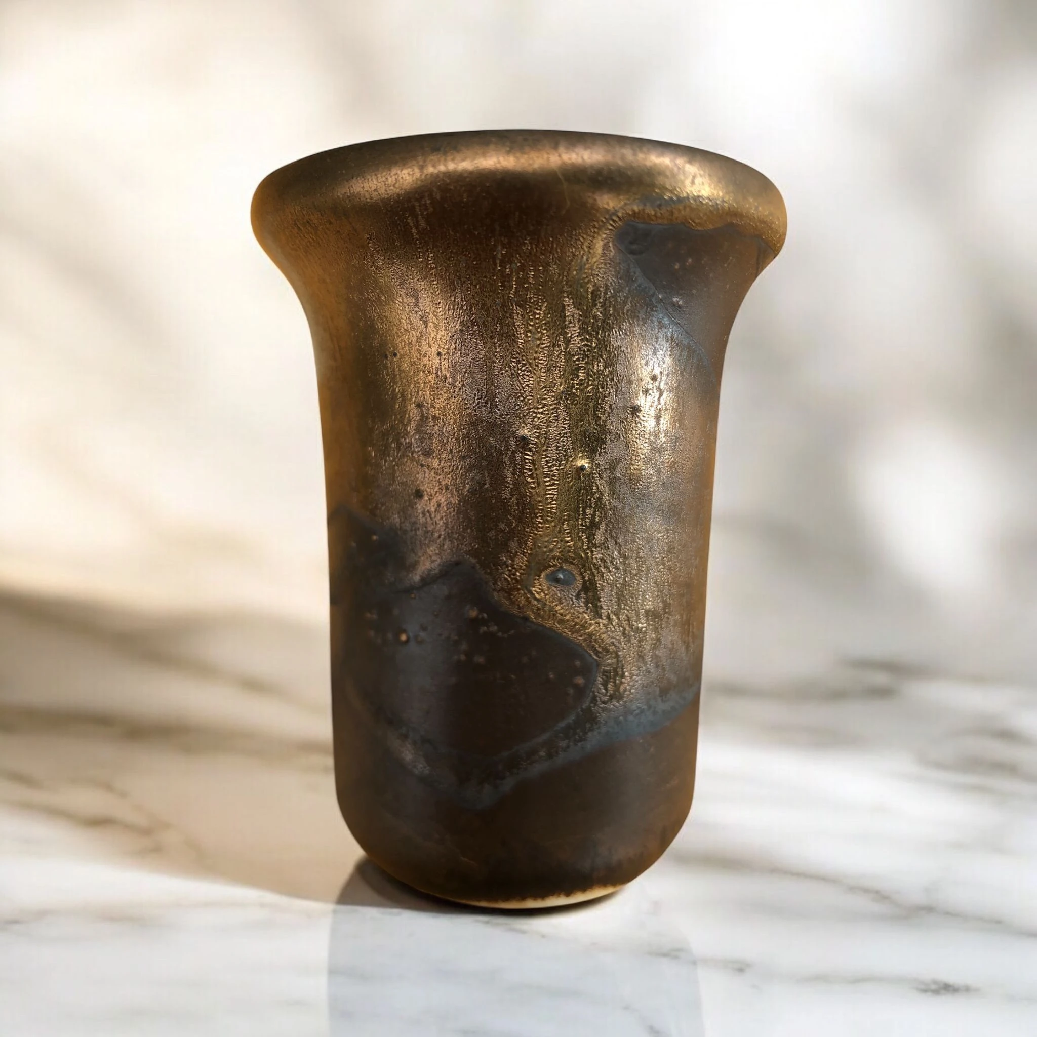 Mini Silindir Brown-Gold Saksı D:7 H:9