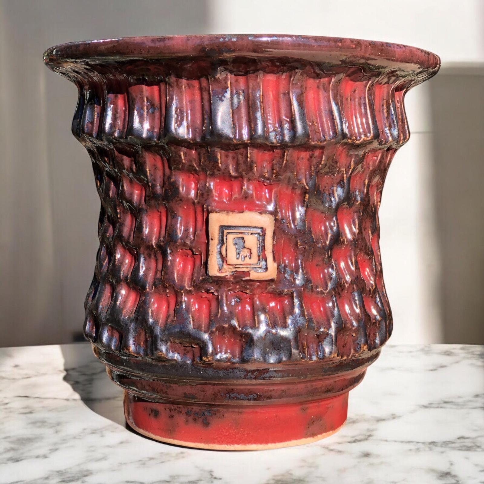 Red Japanese Style Saksı D:13 H:12