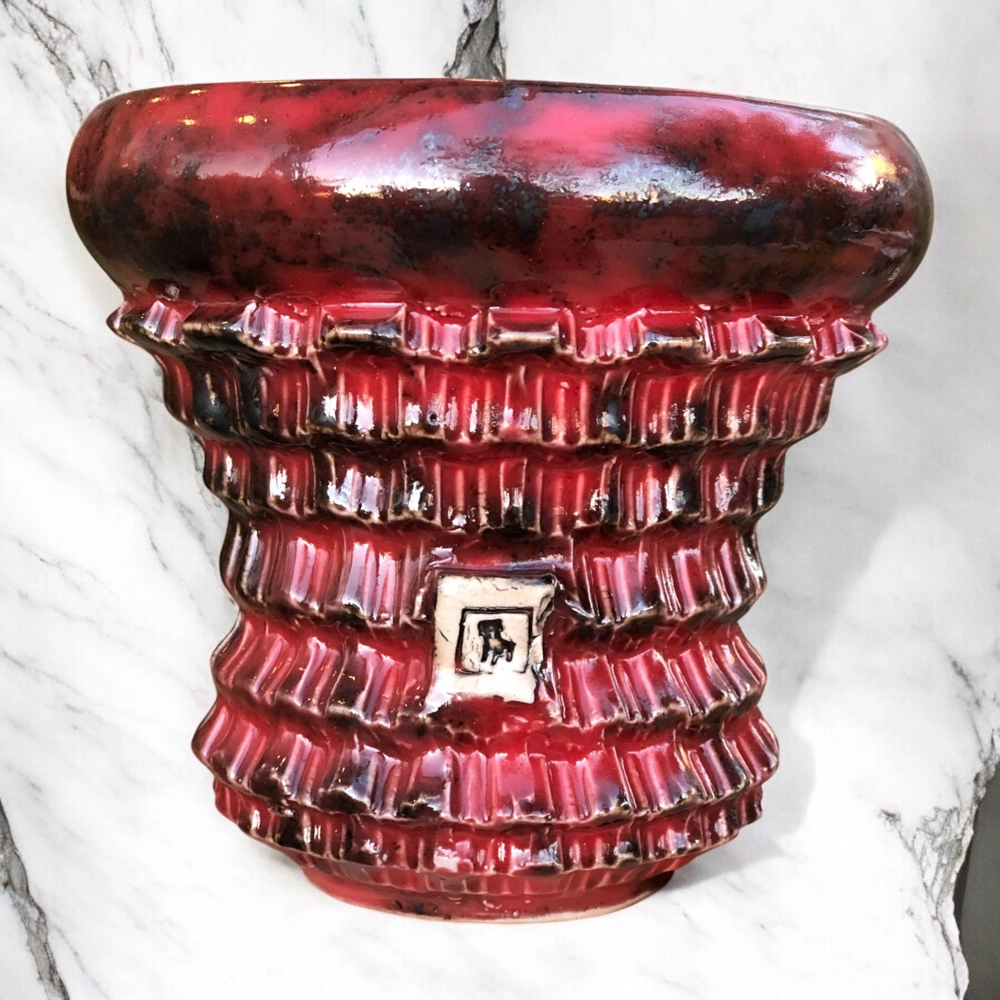 Red Japanese Style Saksı D:12 H:12