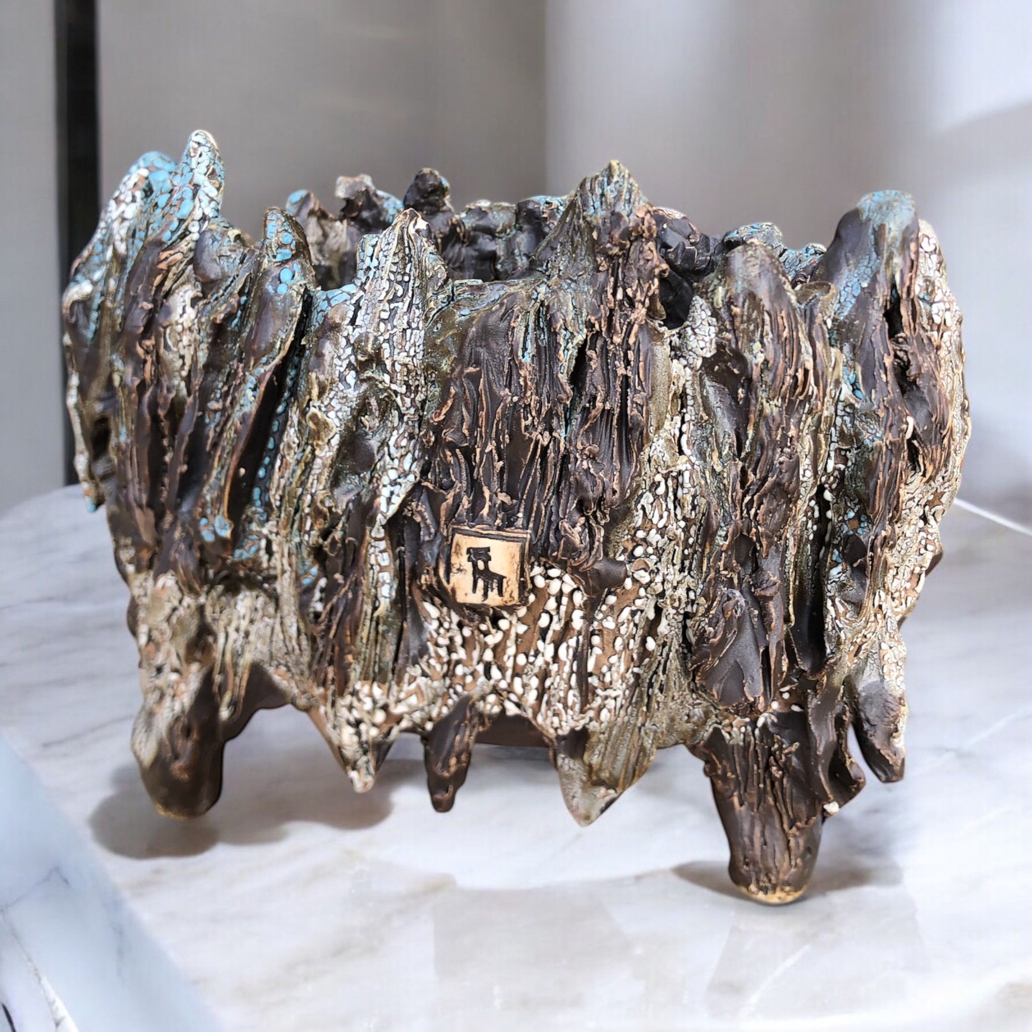 Serbest Style Blue-Brown Saksı D:26 H:18