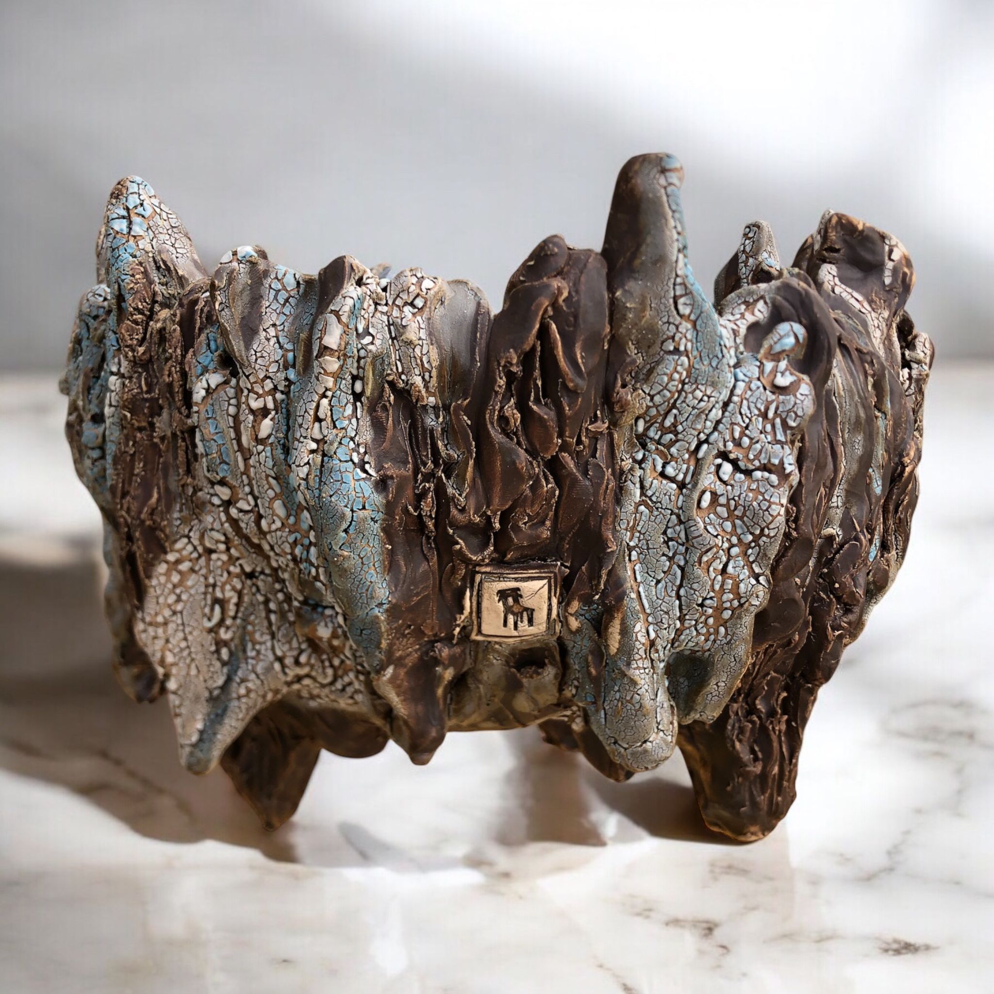 Serbest Style Blue-Brown Saksı D:25 H:20