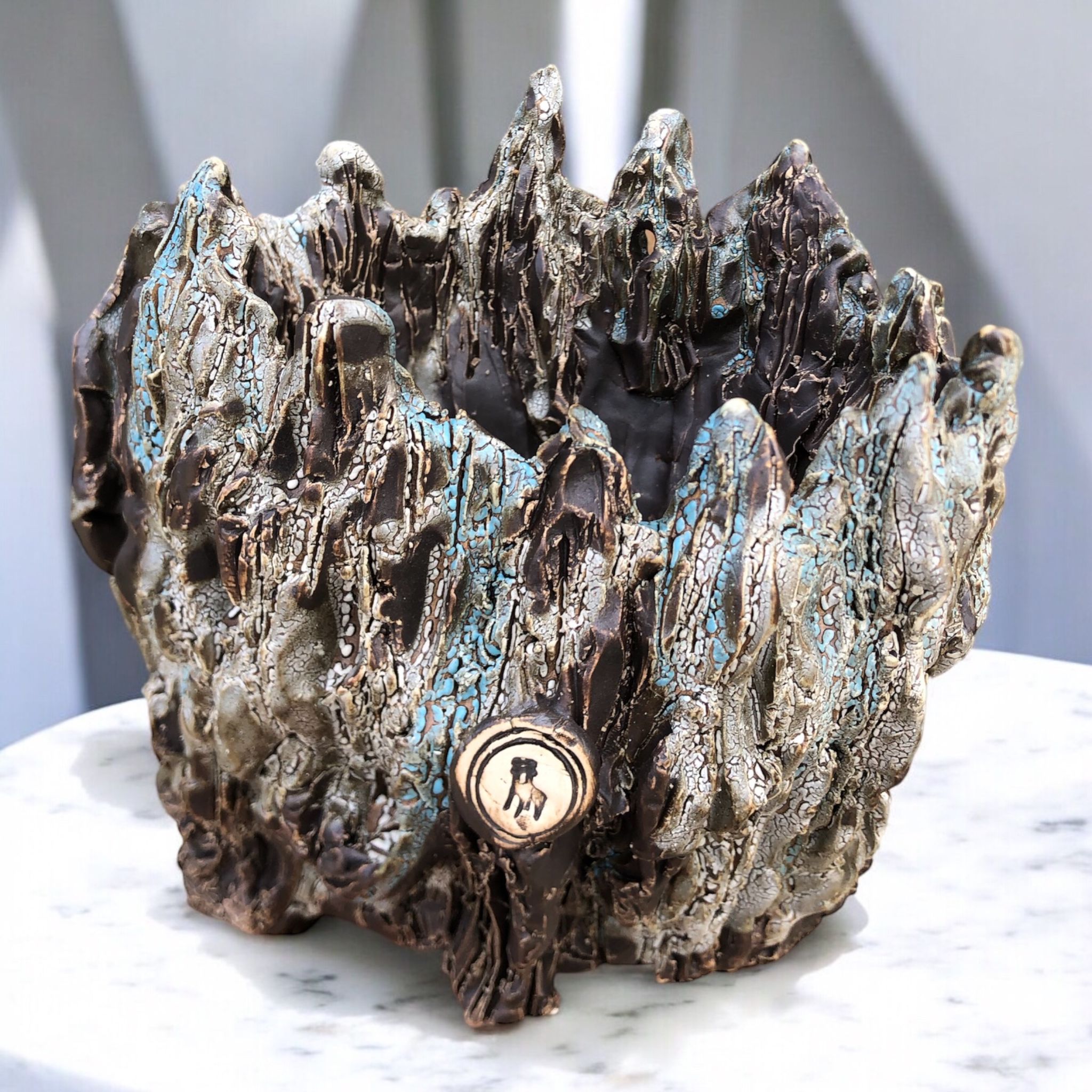 Serbest Style Brown-Blue Saksı D:21 H:19