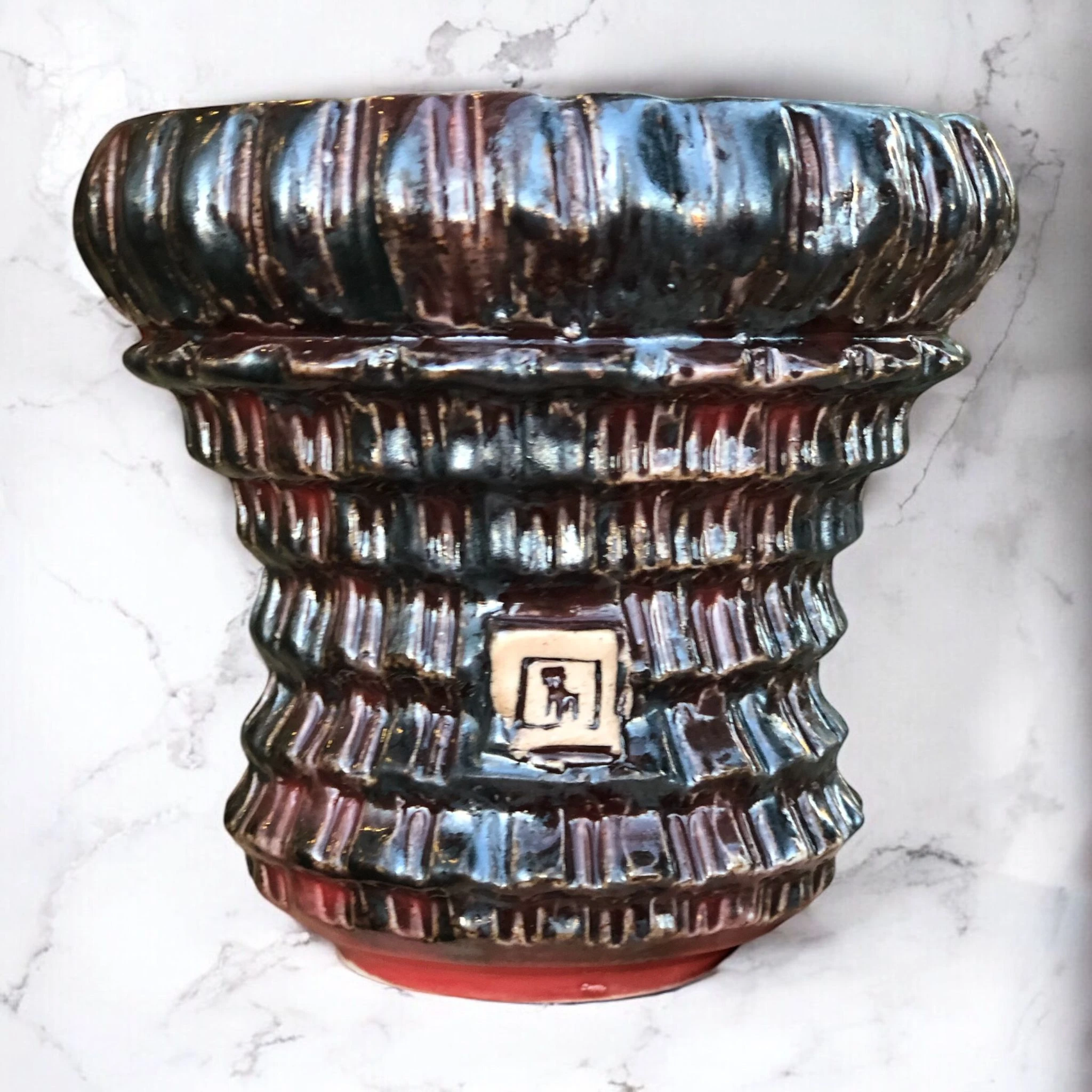 Dark Red Black Japanese Style Saksı D:12 H:12