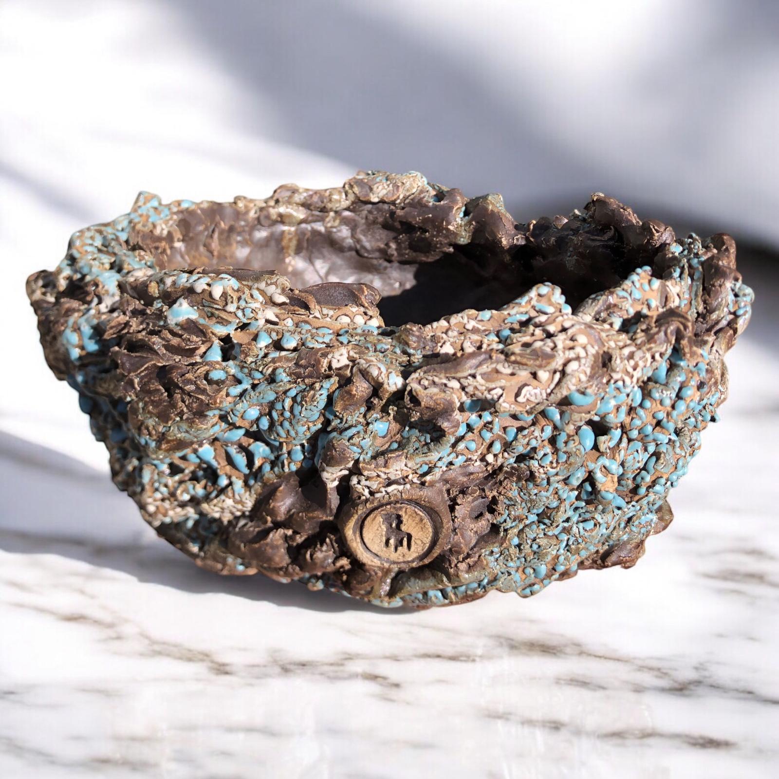 Serbest Style Blue Brown Saksı D:23 H:11