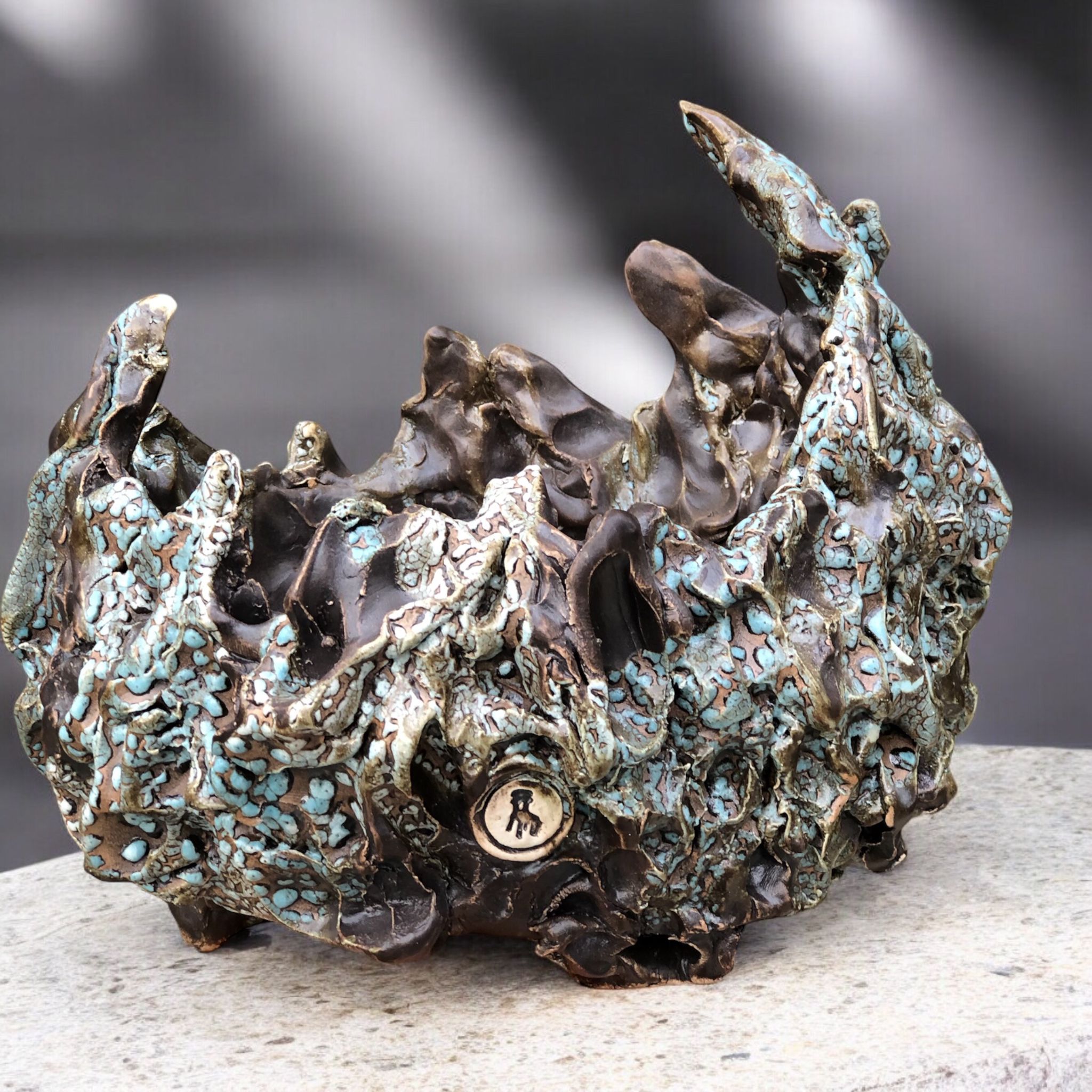 Serbest Style Blue Brown Saksı D:24 H:21