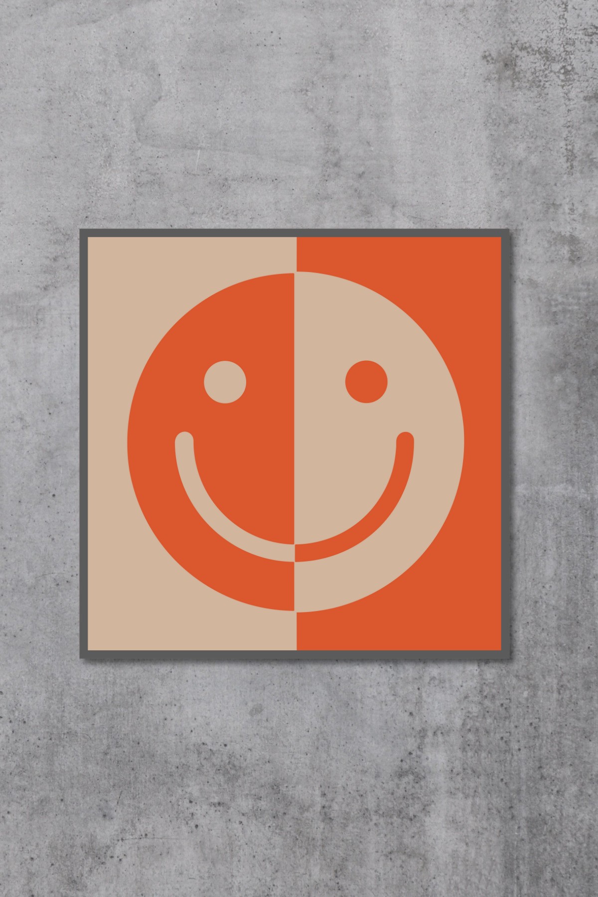 El Yapımı Ahşap Üç Boyutlu Gülen Emoji Retro Tablo
