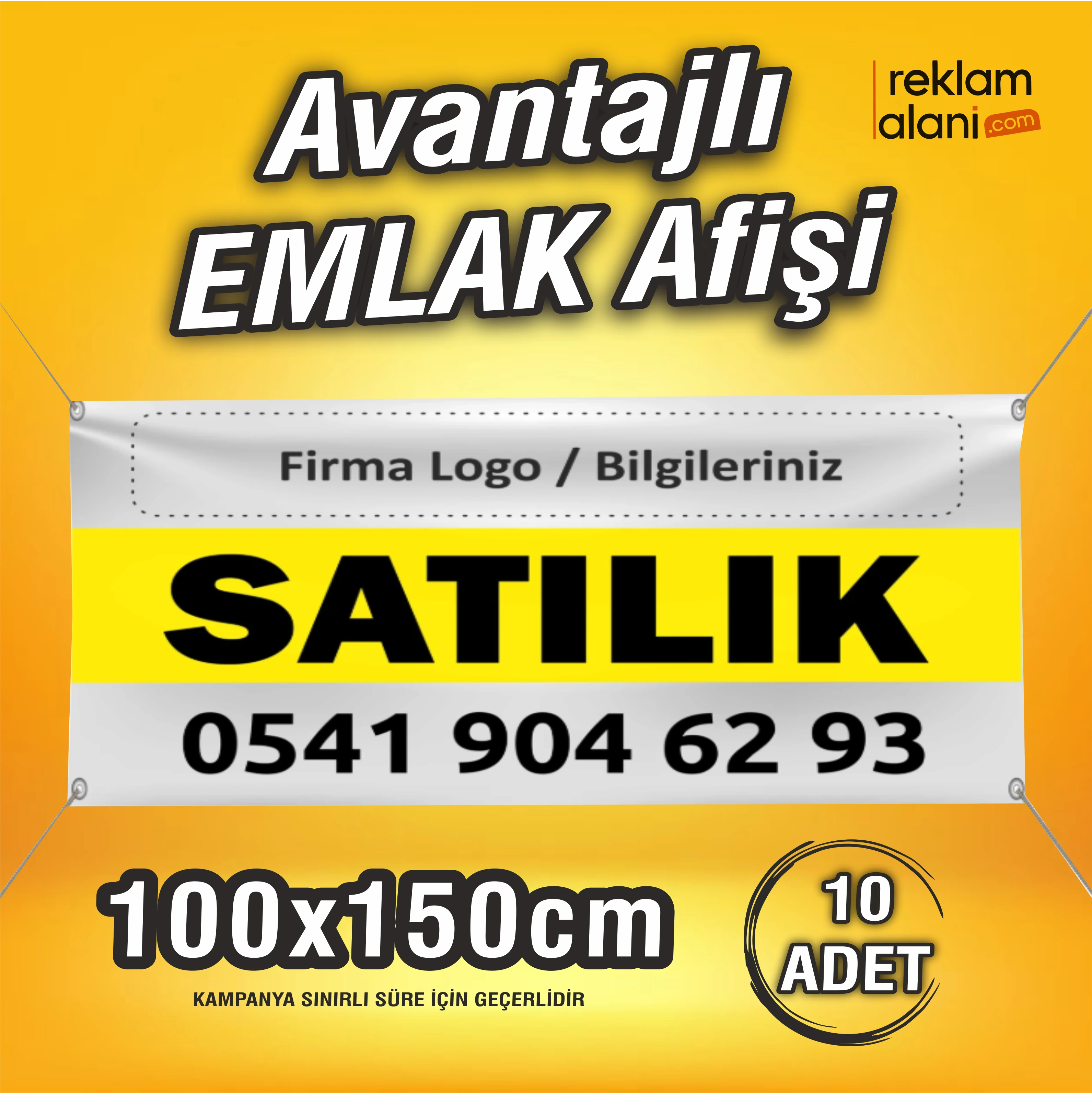 Avantajlı Vinil Branda Emlak Afişi (440Gr. Avrupa)