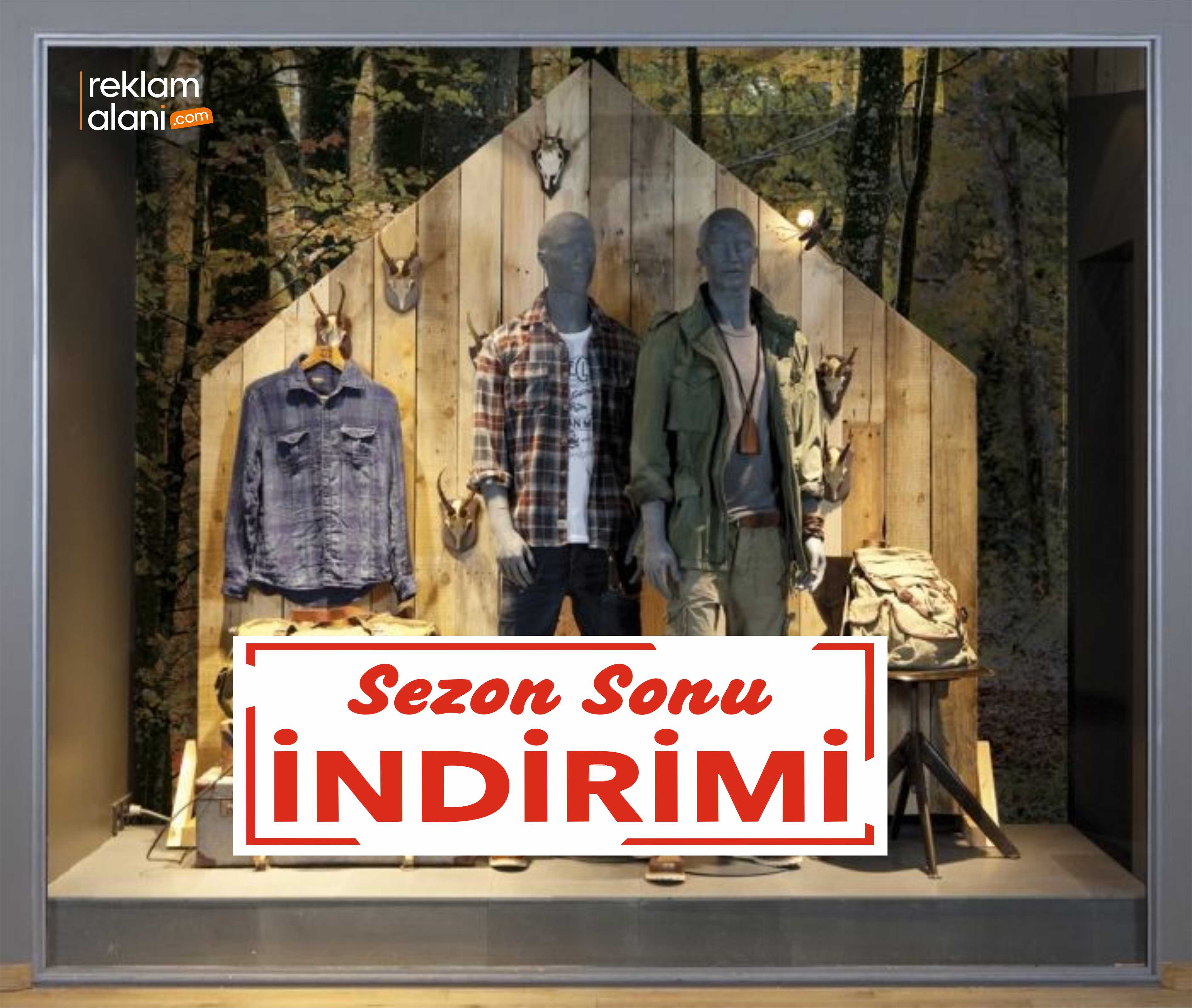 Mağaza Vitrin Cam Sezon Sonu İndirim Etiketi Baskılı Folyo Yapıştırma