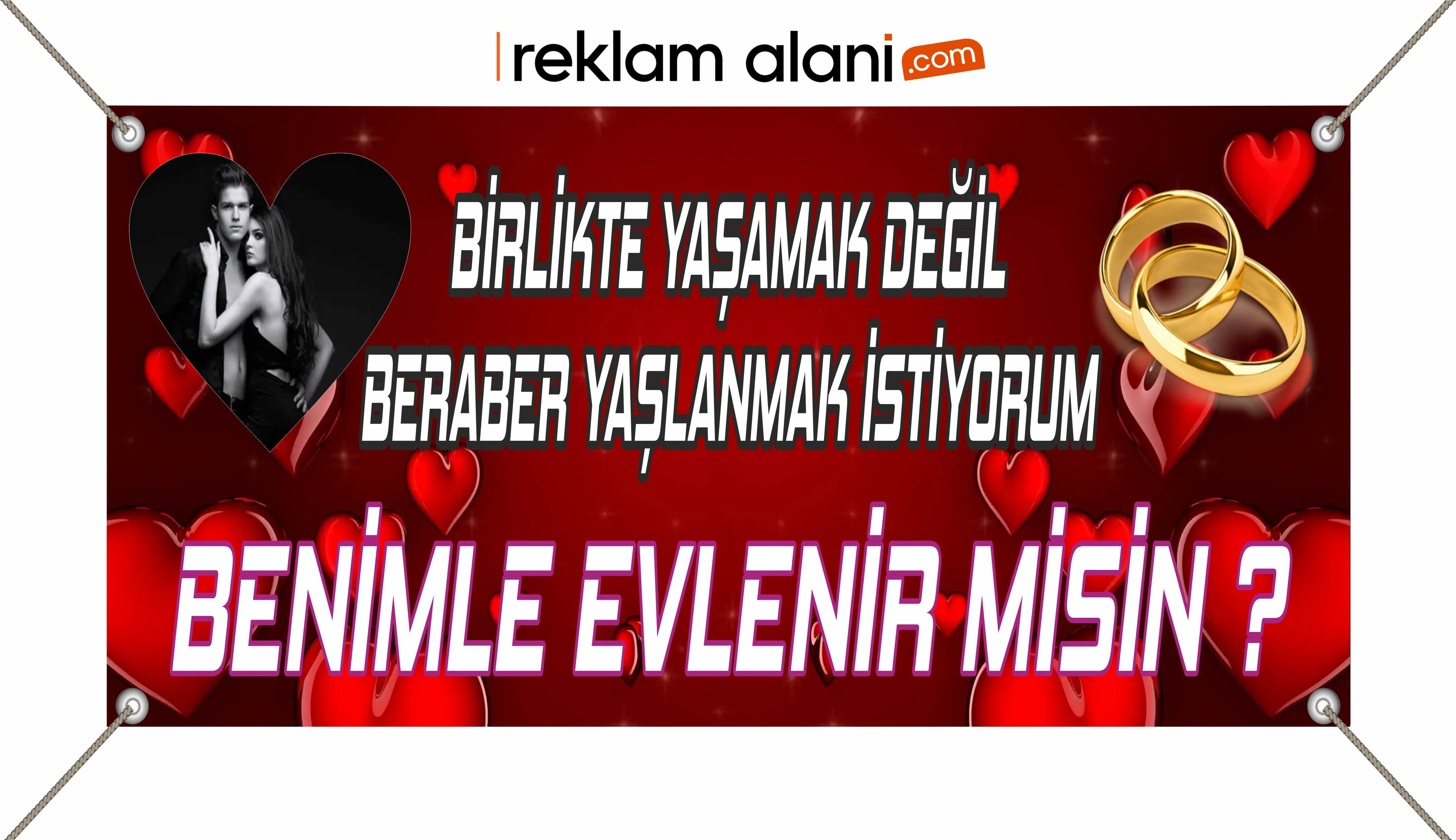 Evlilik Teklifi Afişi, Evlenme Teklifi Pankart, Kişiye Özel Tasarım Destekli 1.kalite