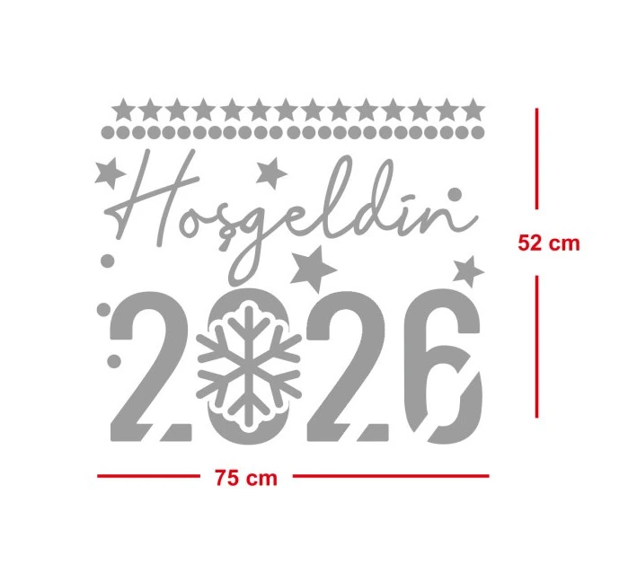 HOŞGELDİN 2026 YAZISI VE KAR TANESİ CAM VİTRİN MAĞAZA YILBAŞI SÜSLEMELERİ
