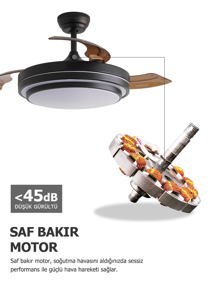 Dlc Vespero Led Tavan Vantilatörü Kumandalı 106 Cm