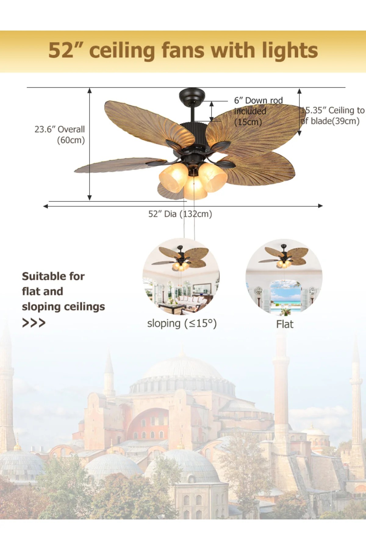 Dlc Oklahoma Tavan Vantilatörü Kahverengi 132 Cm