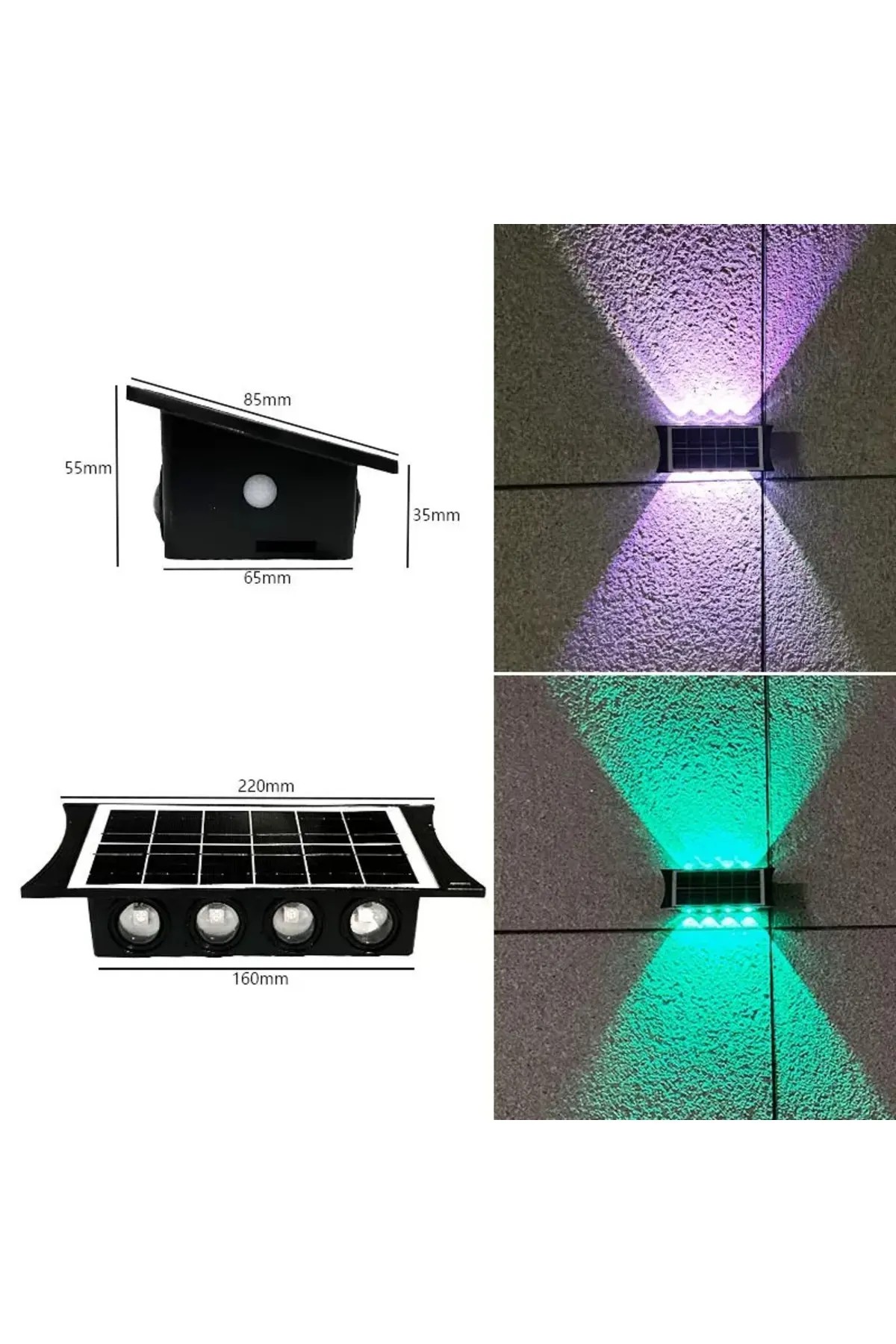 DLC 8 LED RGB ÇİFT YÖNLÜ SOLAR APLİK