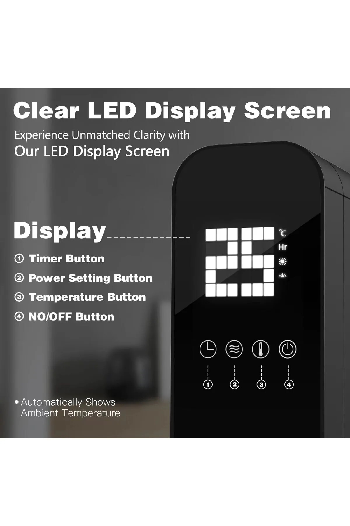DLC PANEL RADYATÖR ISITICI SİYAH 2400 WATT DİJİTAL FLAT EKRAN UZAKTAN KUMANDA AMBİANS AYDINLATMALI