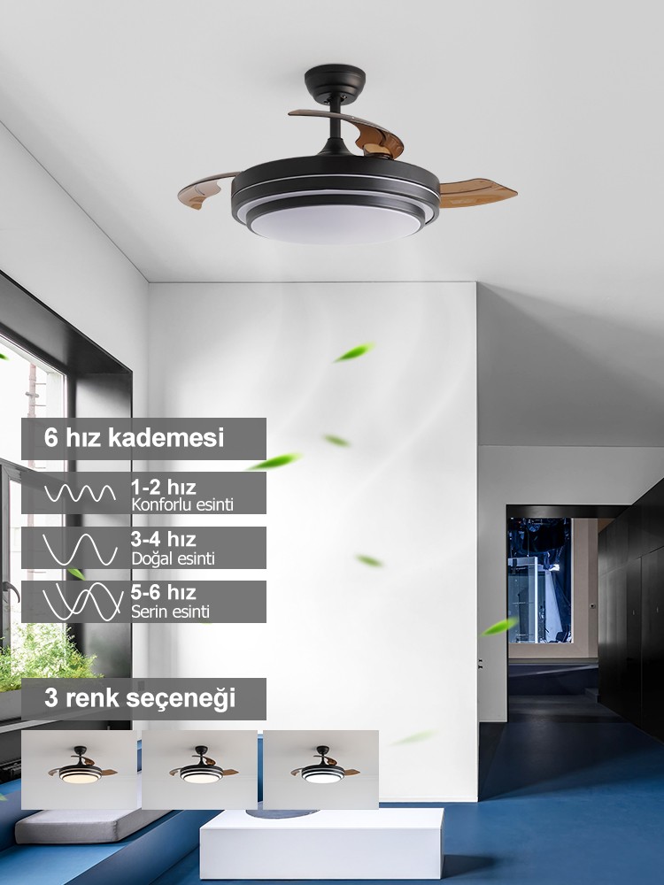 Dlc Vespero Led Tavan Vantilatörü Kumandalı 106 Cm