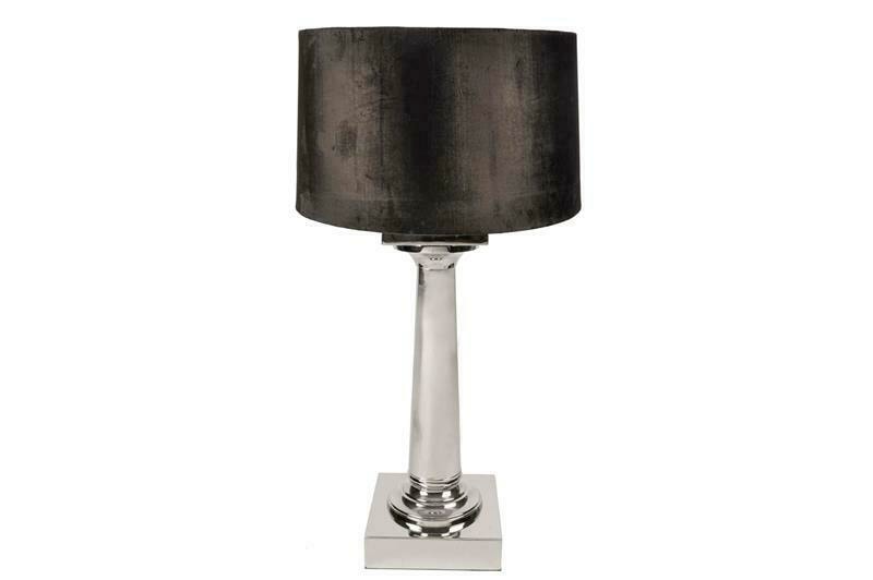 Gri Kadife Şapkalı Nikel Masa Lambası 45x113cm