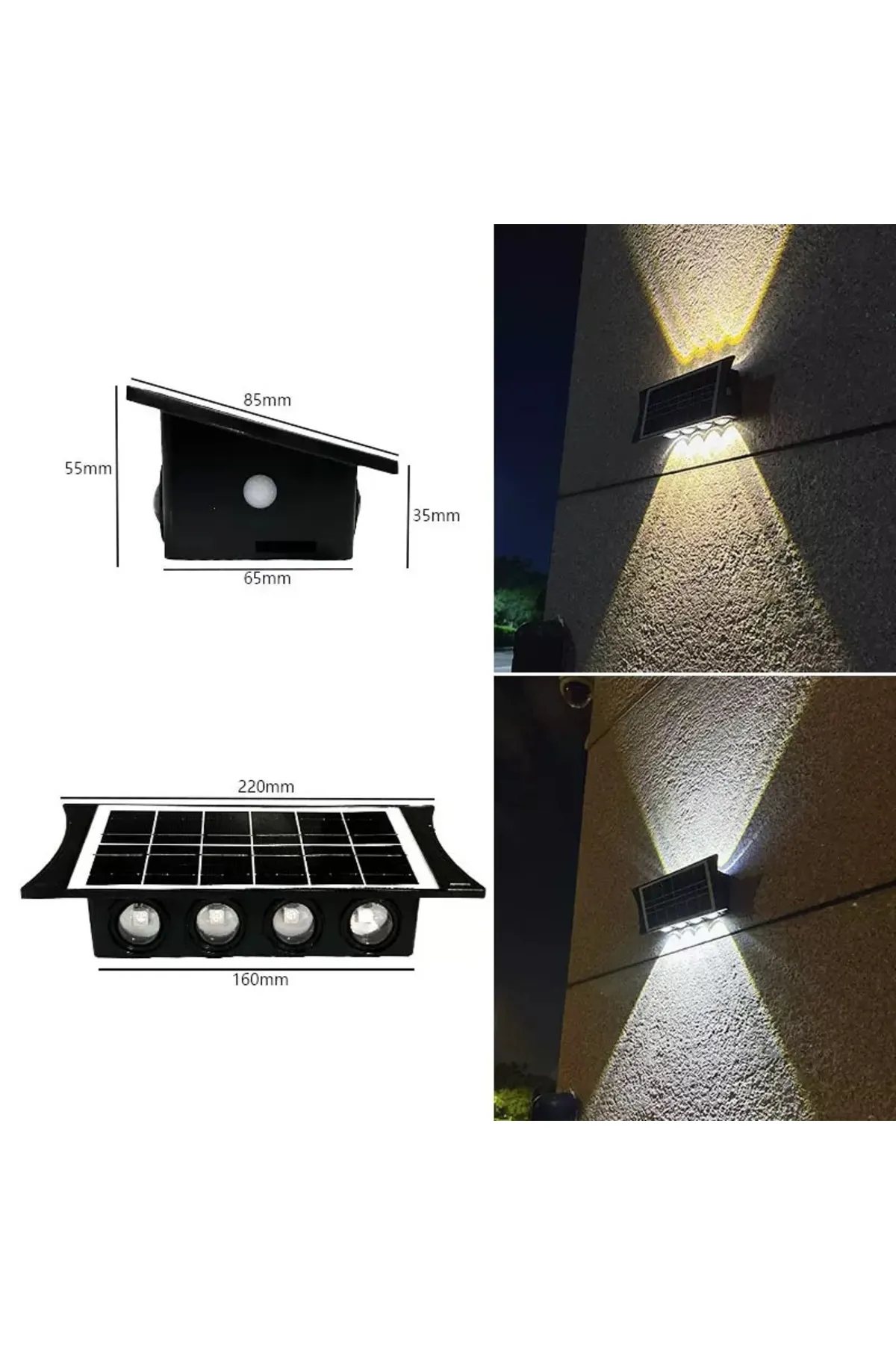 DLC 8 LED 2 RENK ÇİFT YÖNLÜ SOLAR APLİK