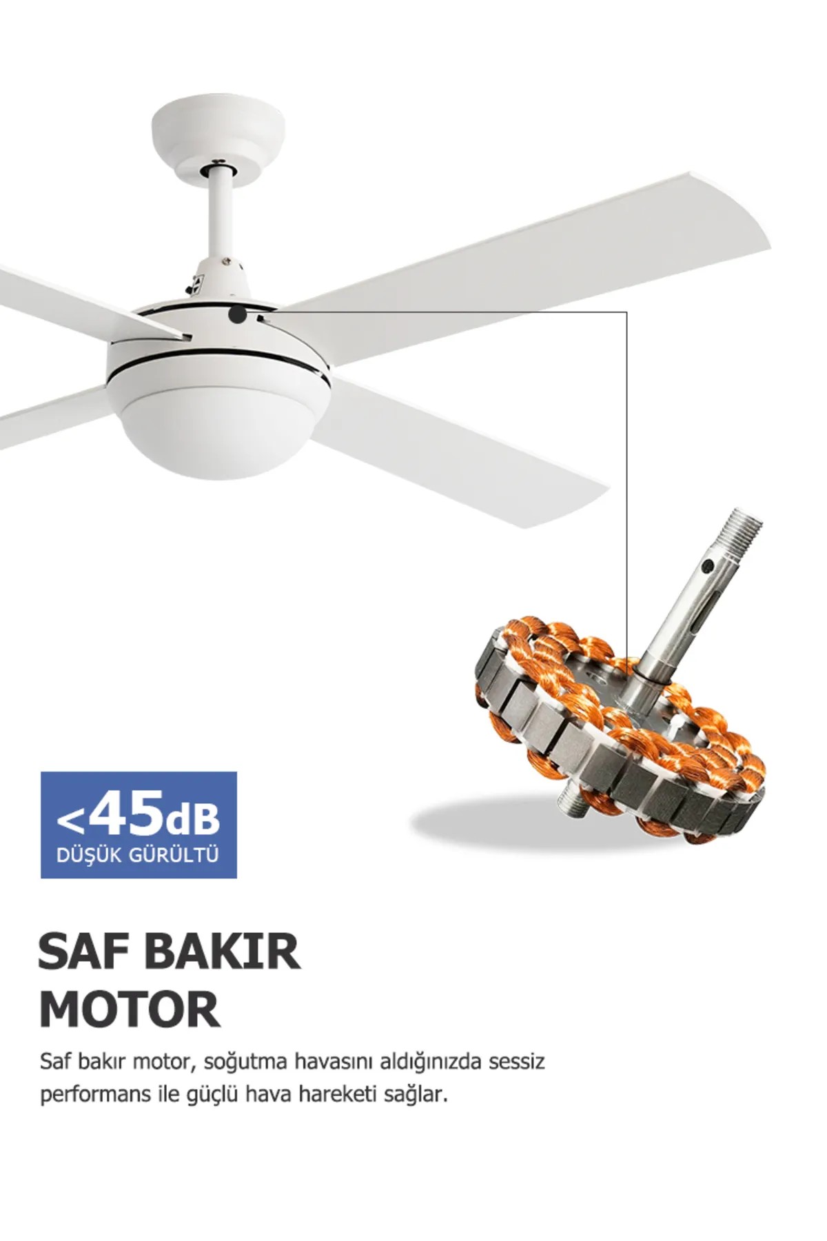 Dlc Alızee Beyaz Tavan Vantilatörü 132 Cm