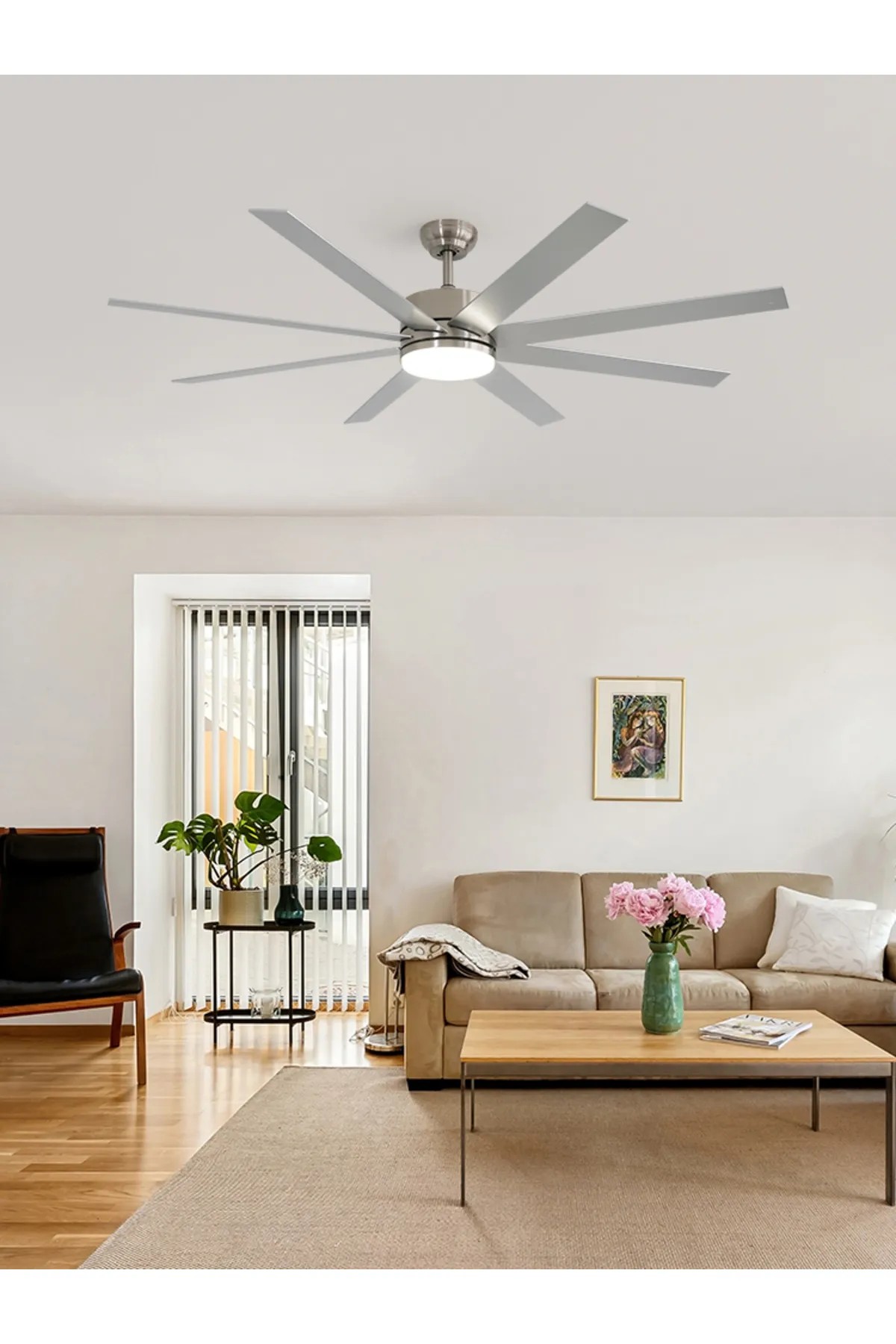 Dlc Zephyr Mat Krom Tavan Vantilatörü Led 162Cm