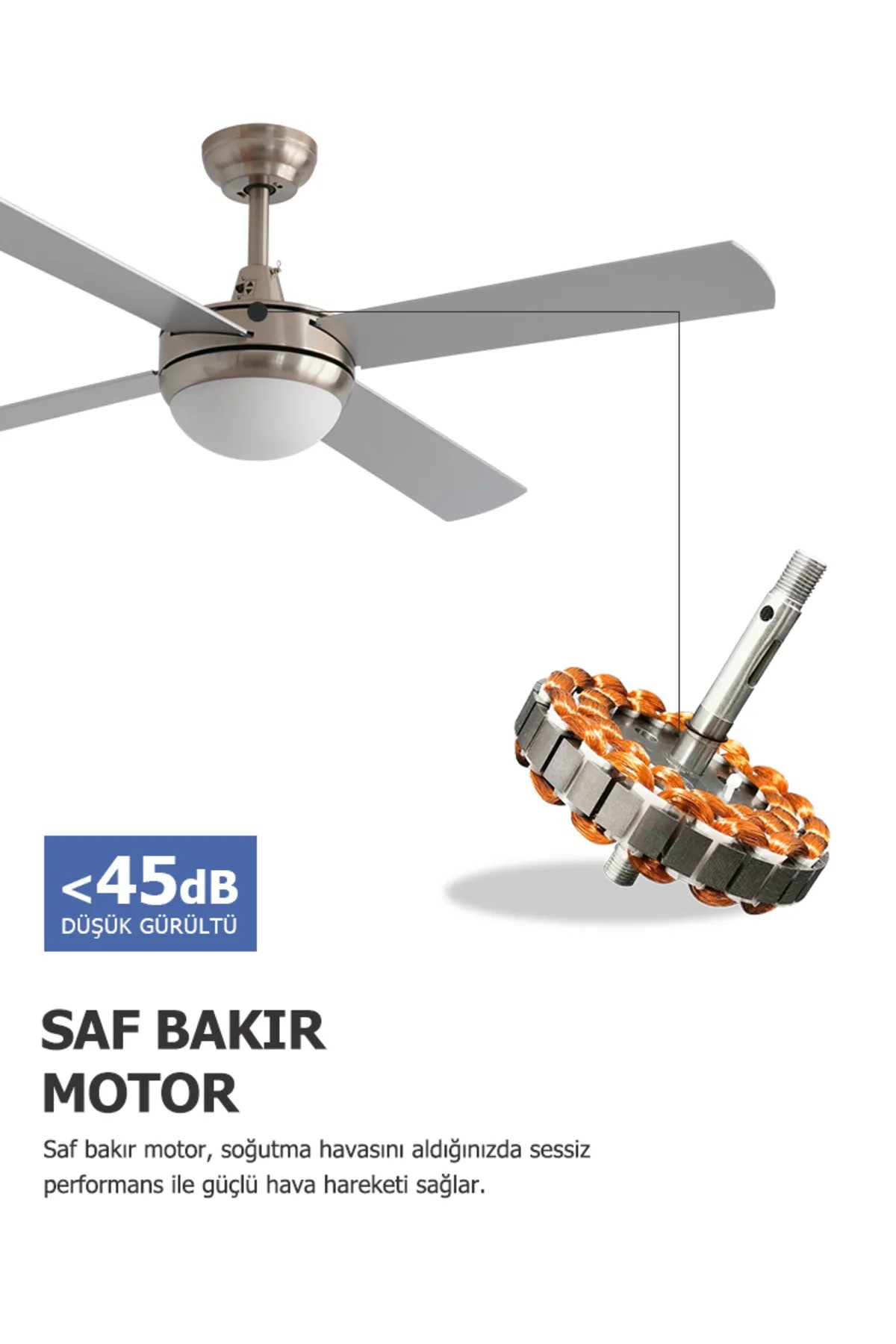 Dlc Alızee Krom Tavan Vantilatörü 132 Cm