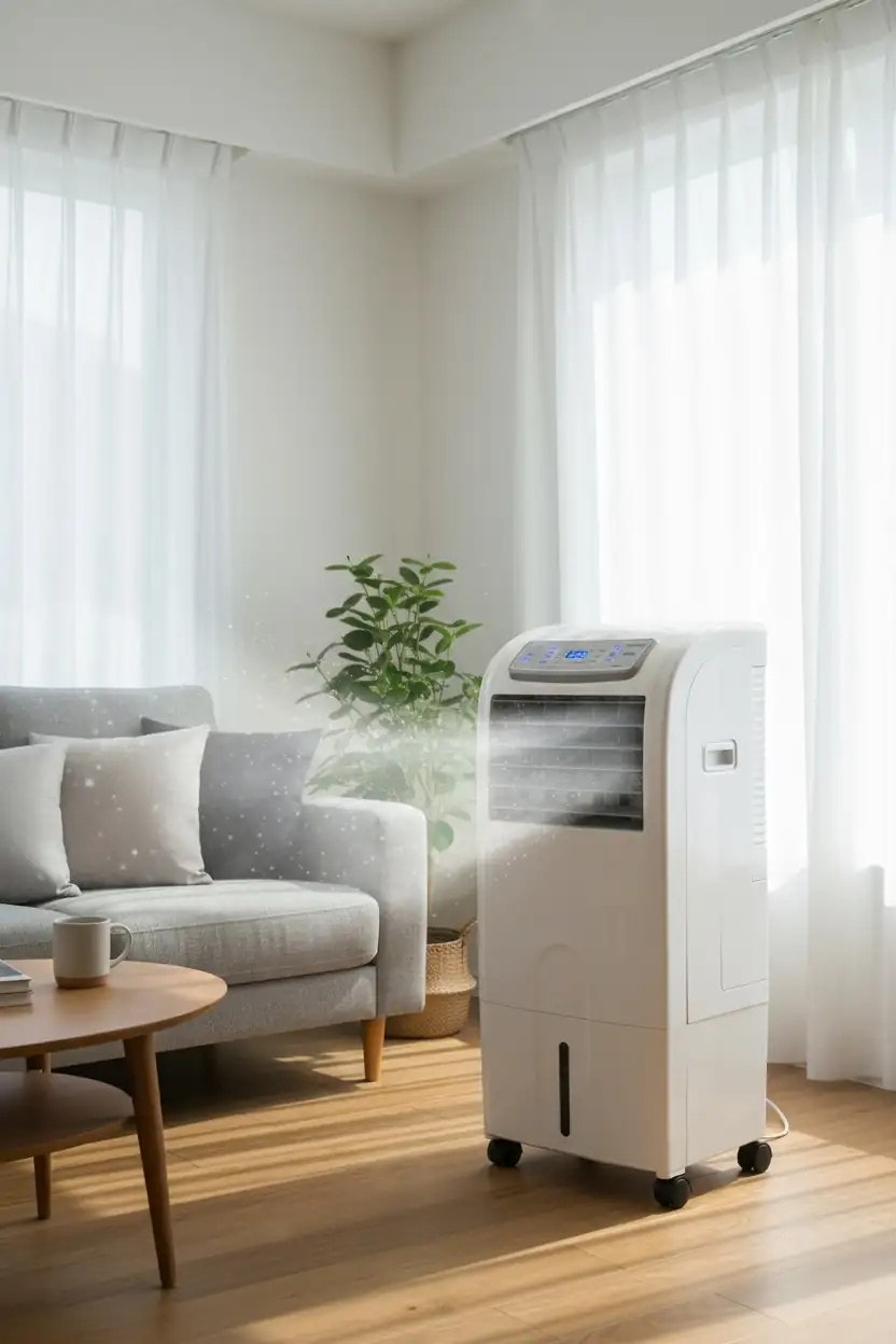 DLC Teşhir Evaporatif Isıtma ve Hava Soğutucu – 2100W Isıtma, 130W Soğutma, Taşınabilir Cihaz