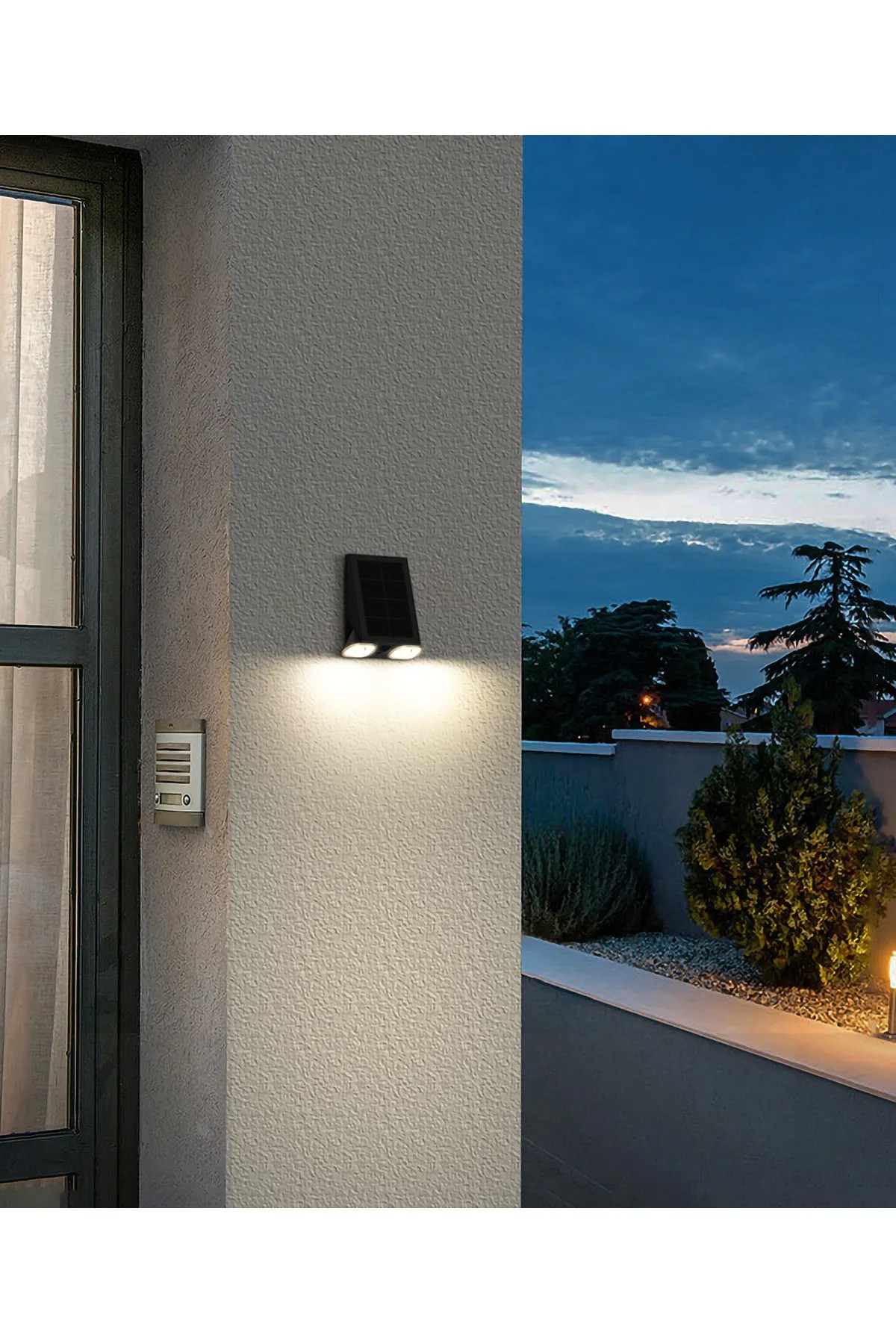 DLC SOLAR HAREKET SENSÖRLÜ 2'Lİ LED APLİK SİYAH 800 LÜMEN