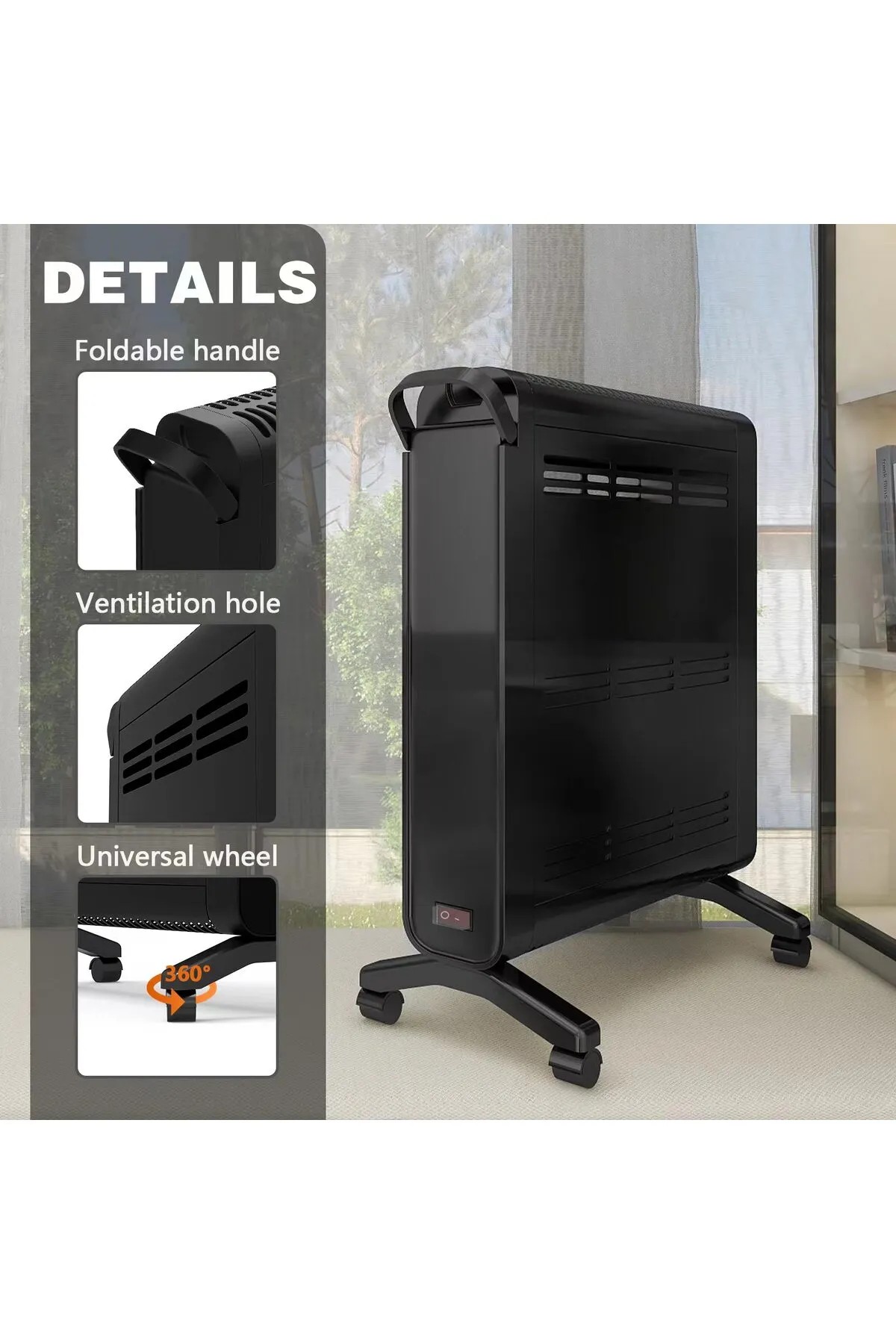 DLC PANEL RADYATÖR ISITICI SİYAH 2400 WATT DİJİTAL FLAT EKRAN UZAKTAN KUMANDA AMBİANS AYDINLATMALI