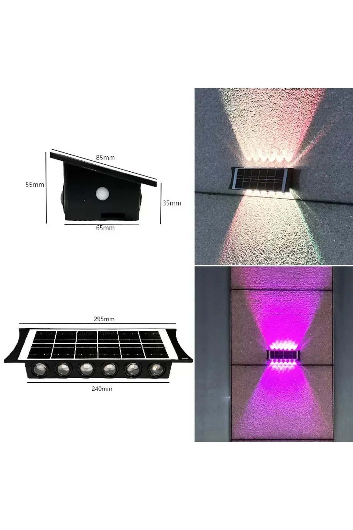 DLC 12 LED RGB ÇİFT YÖNLÜ SOLAR APLİK