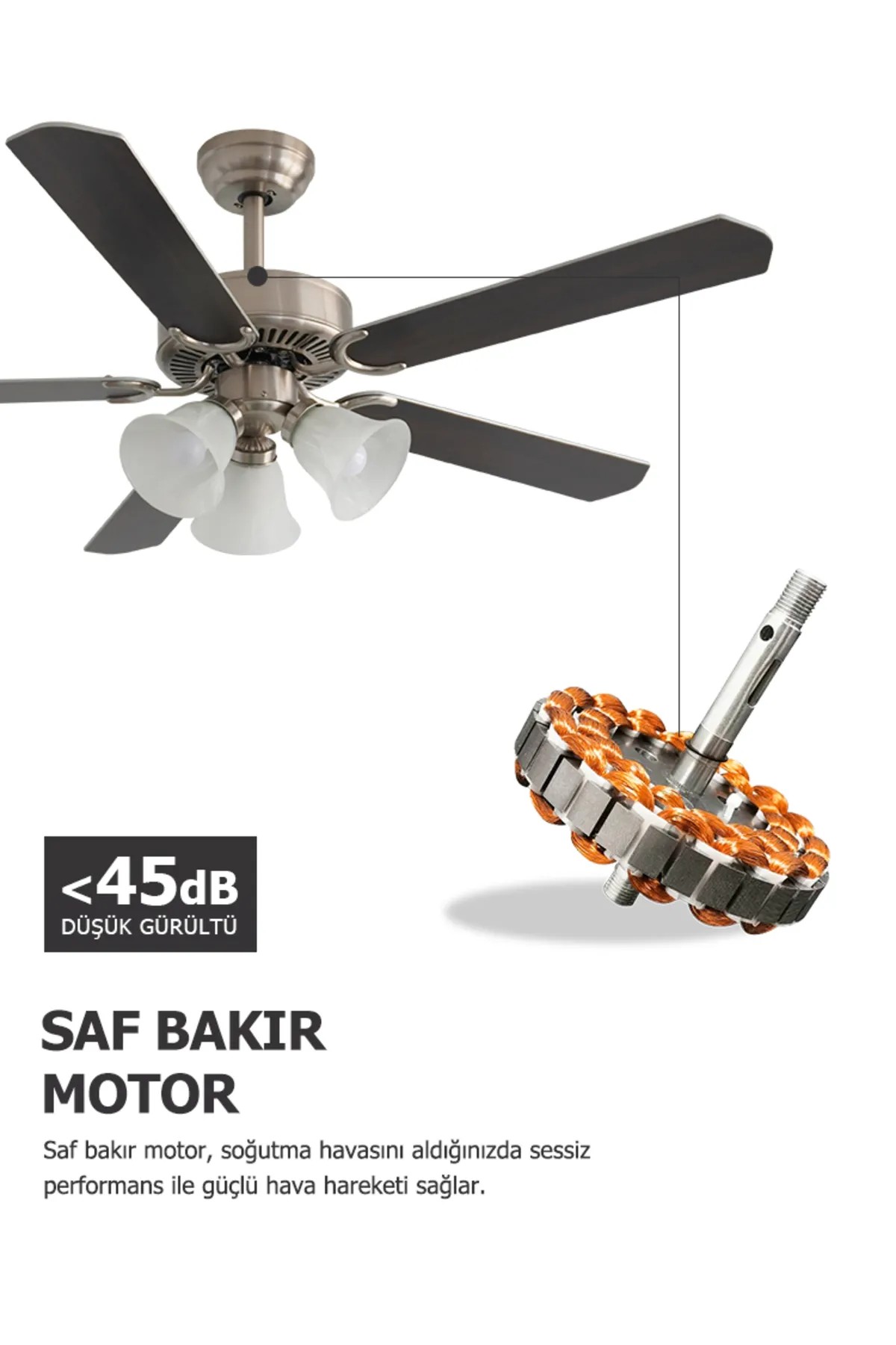 Dlc Brısote Mat Krom Tavan Vantilatörü 132Cm