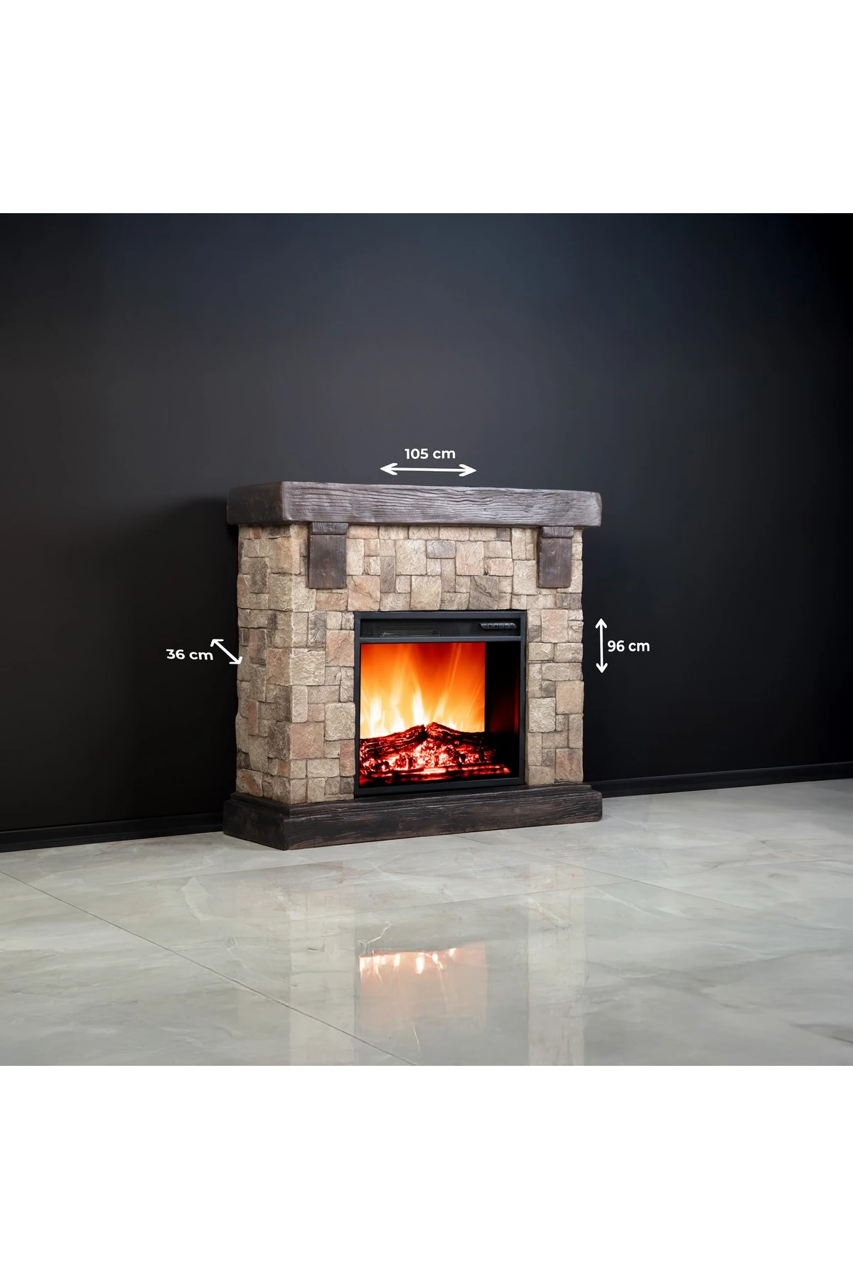 DLC CARDIFF POLİSTON ELEKTRİKLİ ŞÖMİNE 1800W FANLI ISITICI