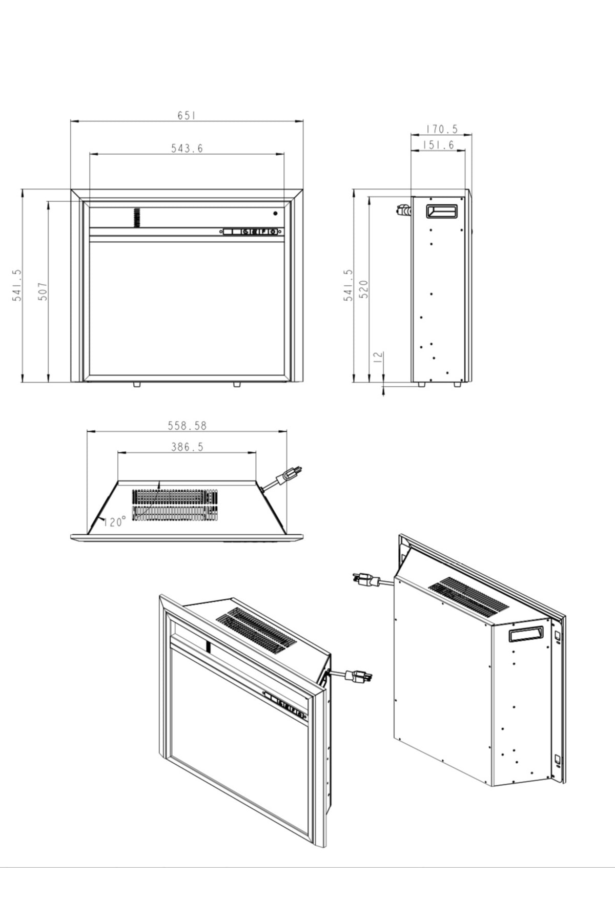 DLC Şömine Flat Iç Ünite 1800 Watt