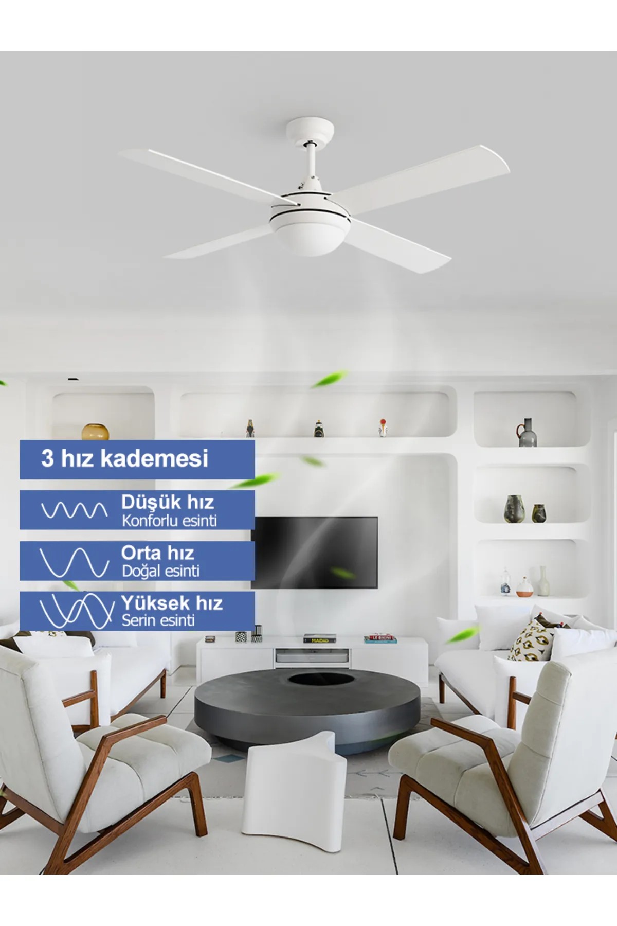 Dlc Alızee Beyaz Tavan Vantilatörü 132 Cm