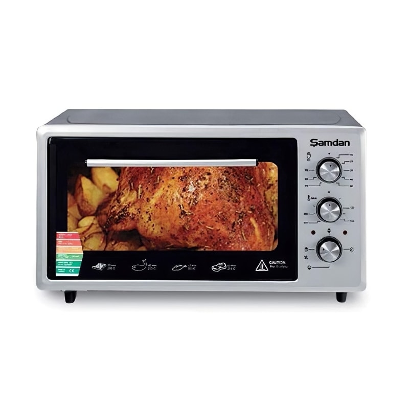 Şamdan 2005 Lüks Turbo Zaman ve Isı Ayarlı İç Aydınlatmalı 48lt. Inox Midi Fırın