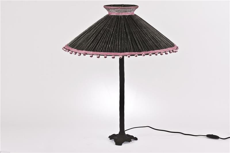 Gri pembe ponponlu abajur h65 l52 cm
