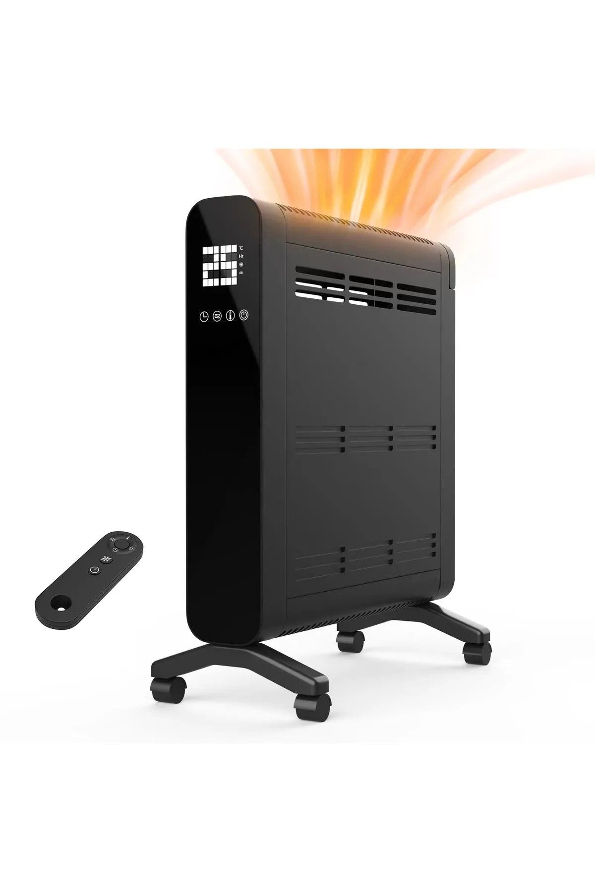 DLC PANEL RADYATÖR ISITICI SİYAH 2400 WATT DİJİTAL FLAT EKRAN UZAKTAN KUMANDA AMBİANS AYDINLATMALI