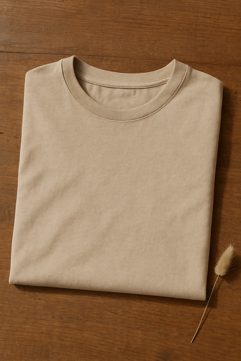 Pamuklu Oversize Tişört – Bej Ton