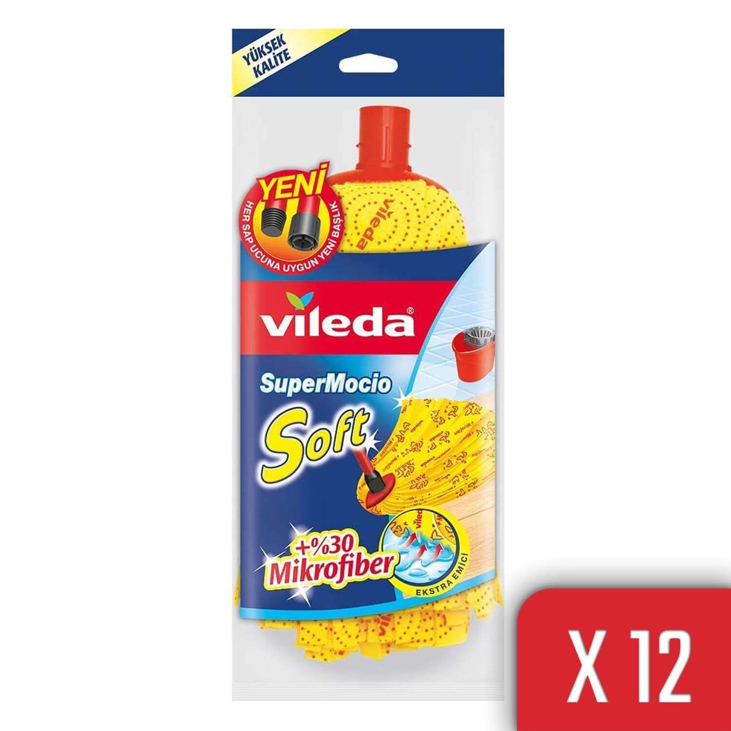 Vileda 12 Paket Supermocio Soft %30 Mikrofiberli Yedek Paspas