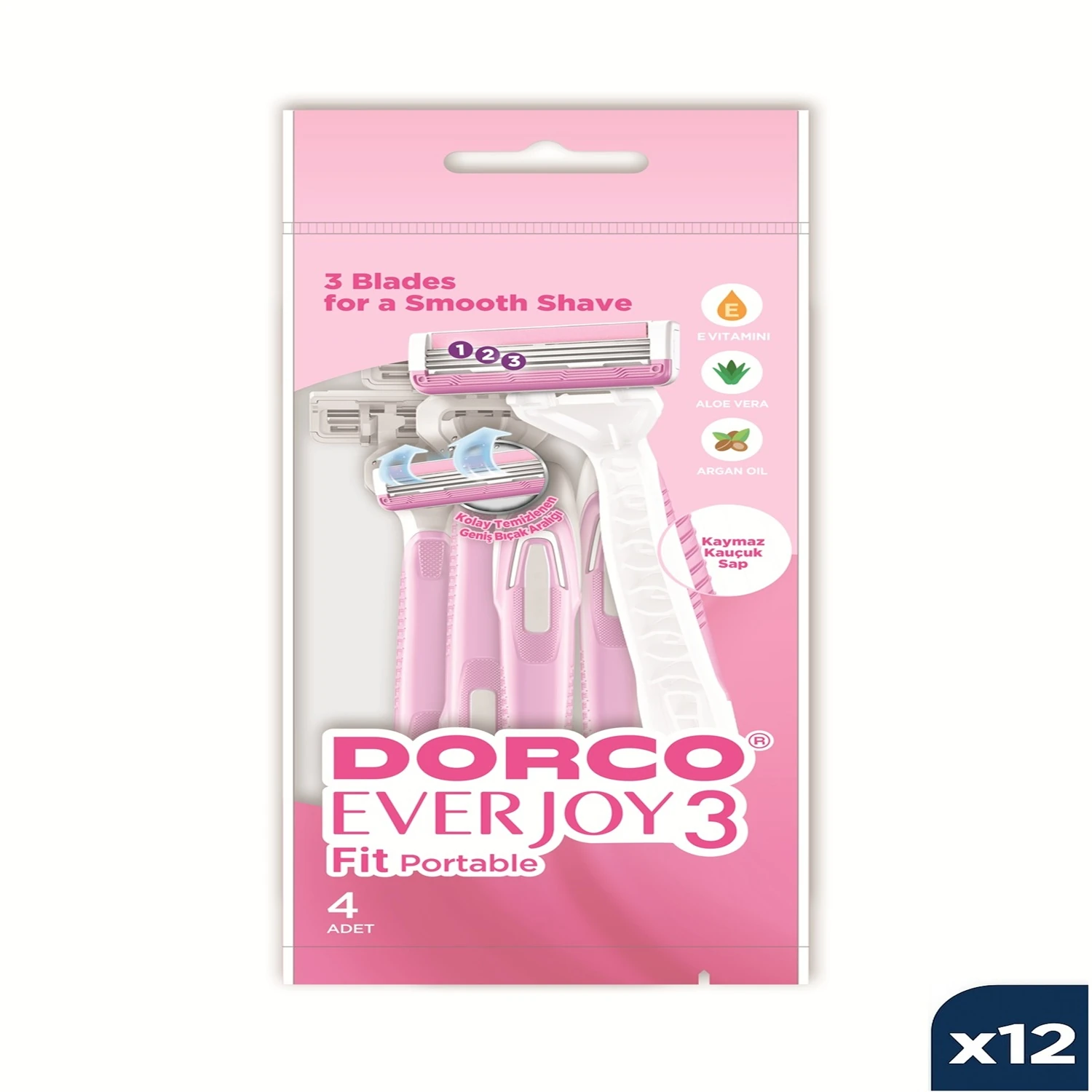 DORCO EVERJOY3 Kadın Üç Bıçak  4'lü Poşet x12 Paket
