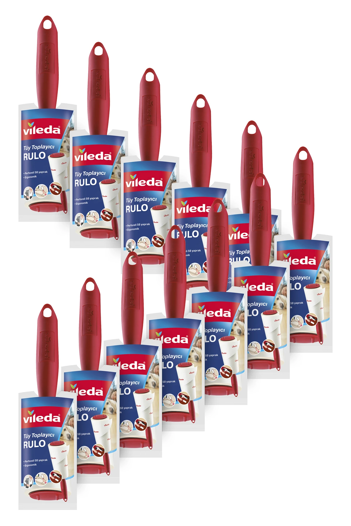 Vileda 12 Paket Tüy Toplayıcı Rulo , Perforeli , 58 Yaprak