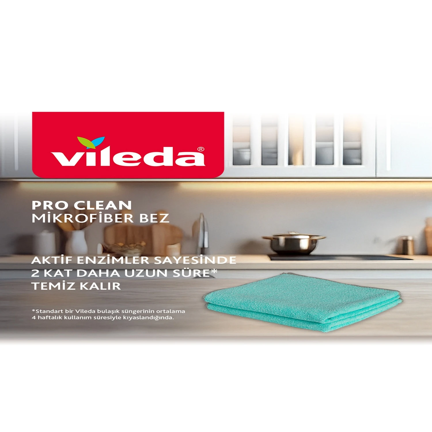 Vileda 3'lü Pro Clean Enzim Teknolojili Mikrofiber Temizlik Bezi 