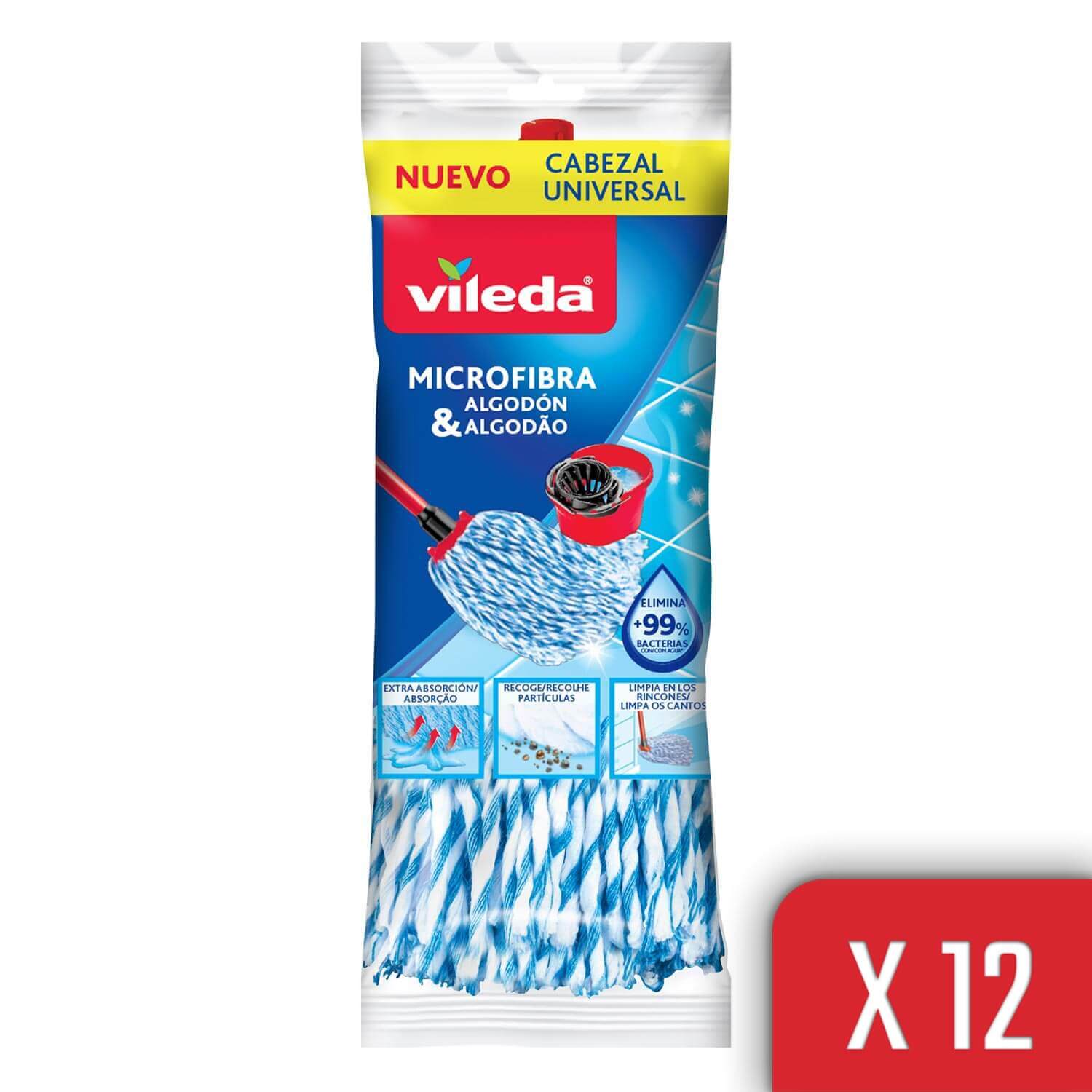 Vileda 12 Paket Pamuk & Mikrofiberli Supermocio Yedek Paspas