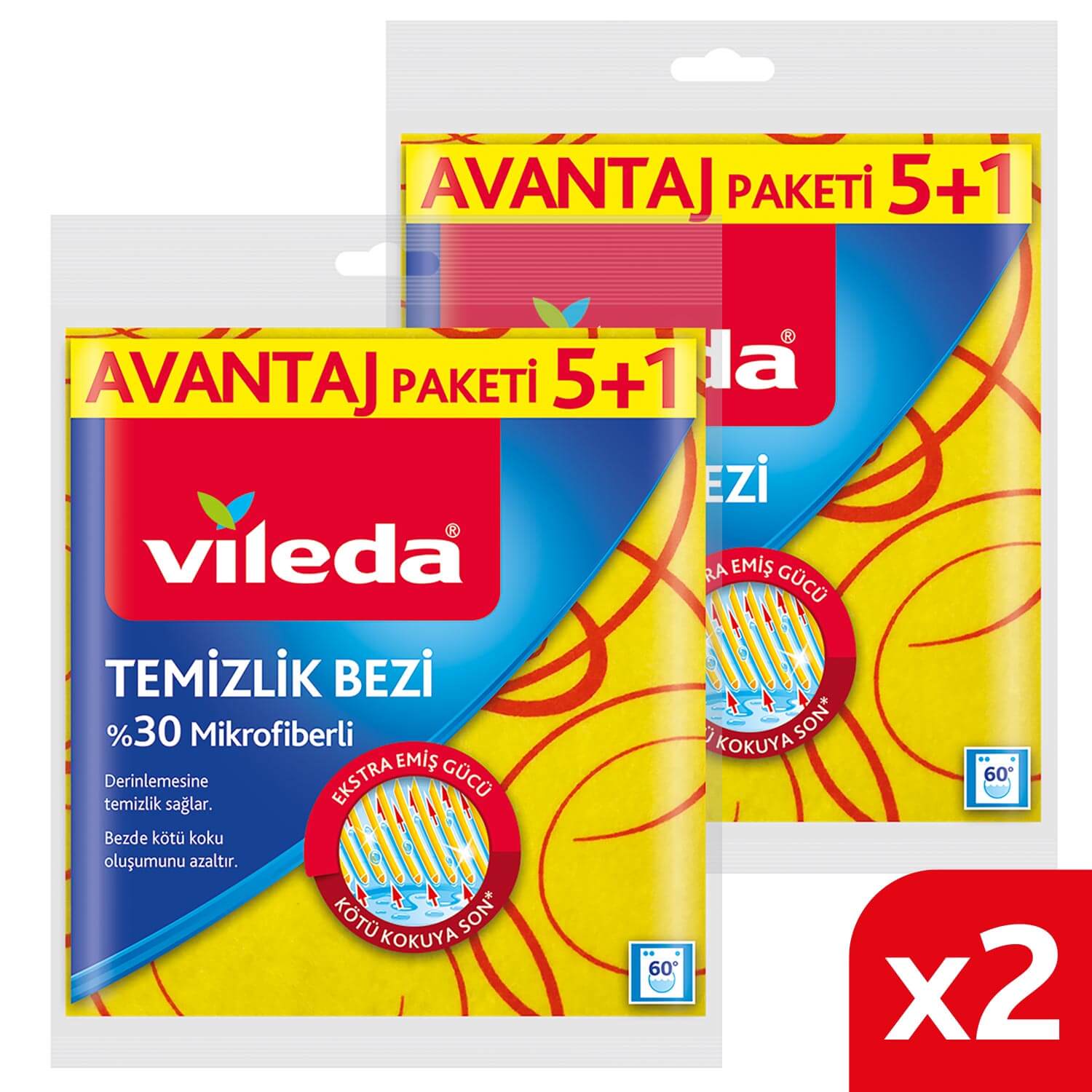 Vileda 2 Paket 5 li 30% Mikrofiberli Mutfak Bezi