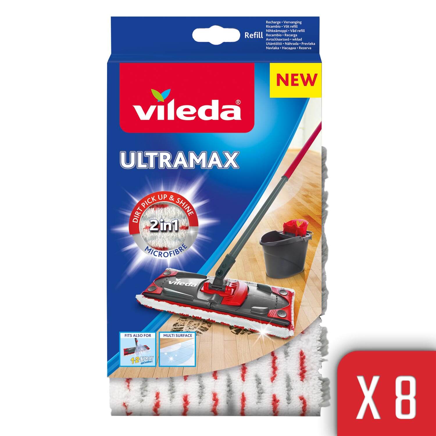 Vileda 8 Paket Ultramax Mikrofiber Yedek Mop