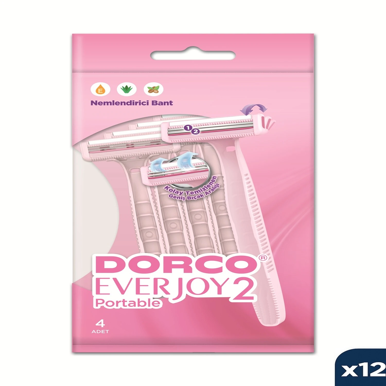 DORCO EVERJOY2 Kadın Çift Bıçak 4'lü Poşet 12 Paket
