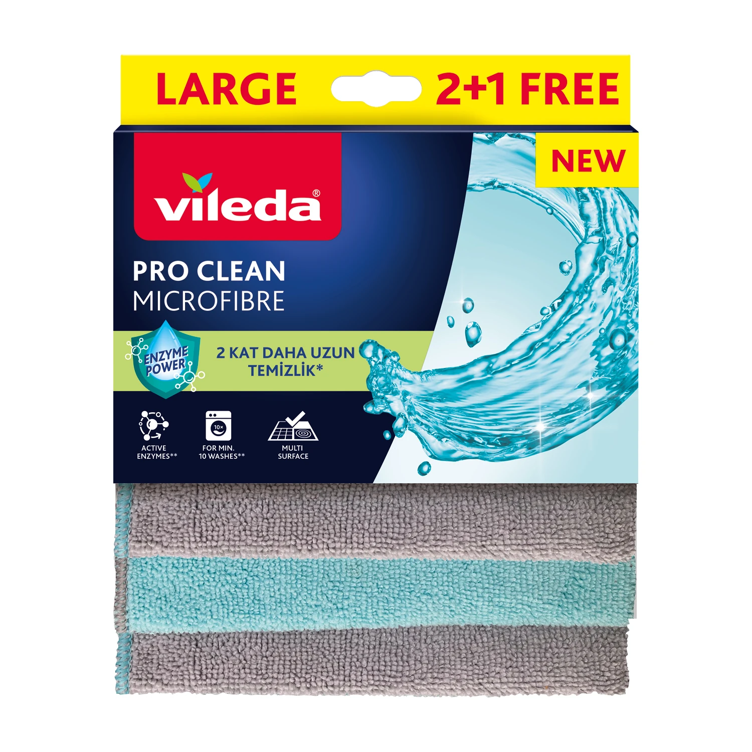Vileda 3'lü Pro Clean Enzim Teknolojili Mikrofiber Temizlik Bezi 