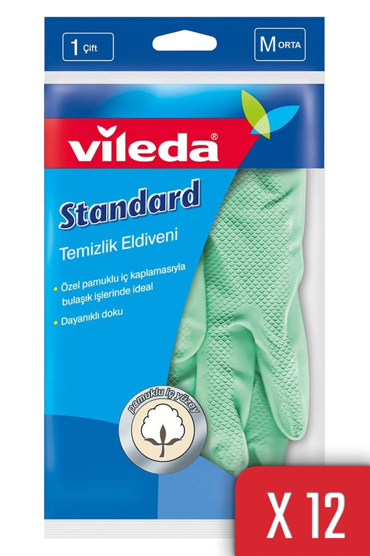 Vileda 12 Paket Standart Orta Boy Bulaşık Eldiven